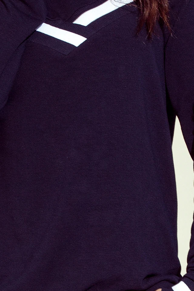 Comfortable sweatshirt with bare shoulders – Navy Blue