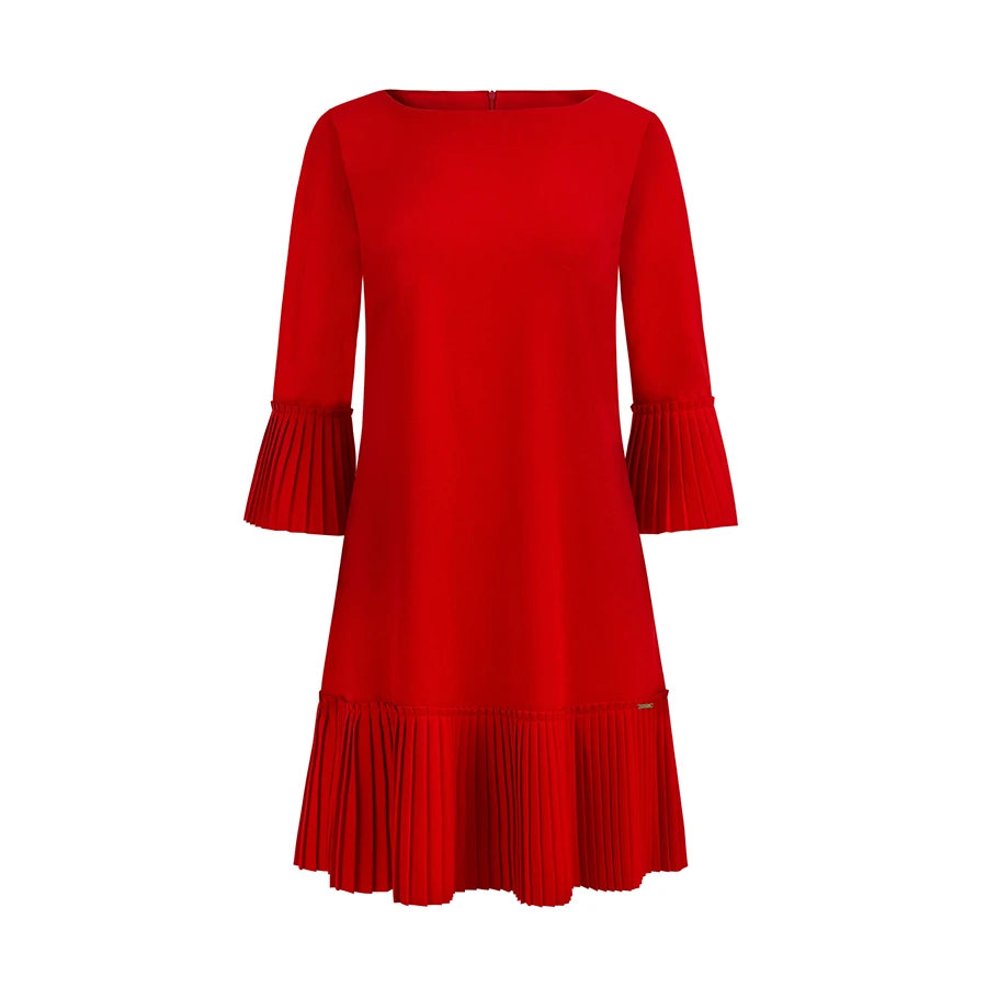LUCY – pleated comfortable dress – RED