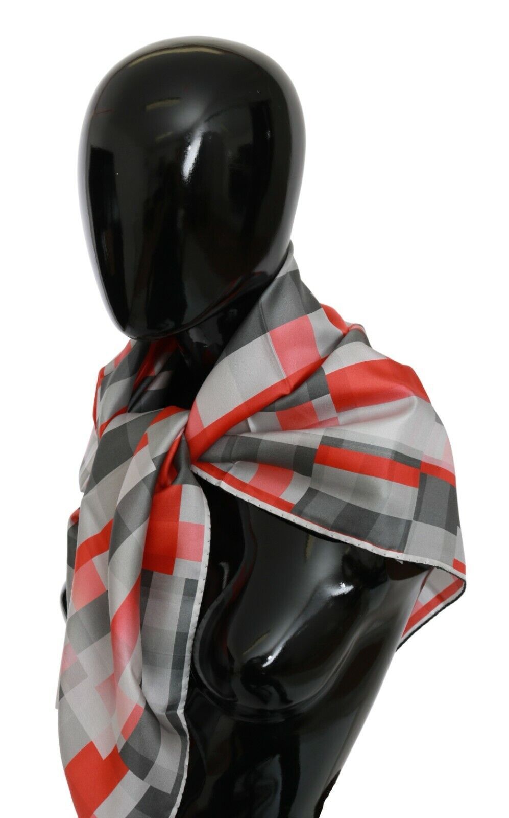 Šedočervený hedvábný šál Foulard Wrap