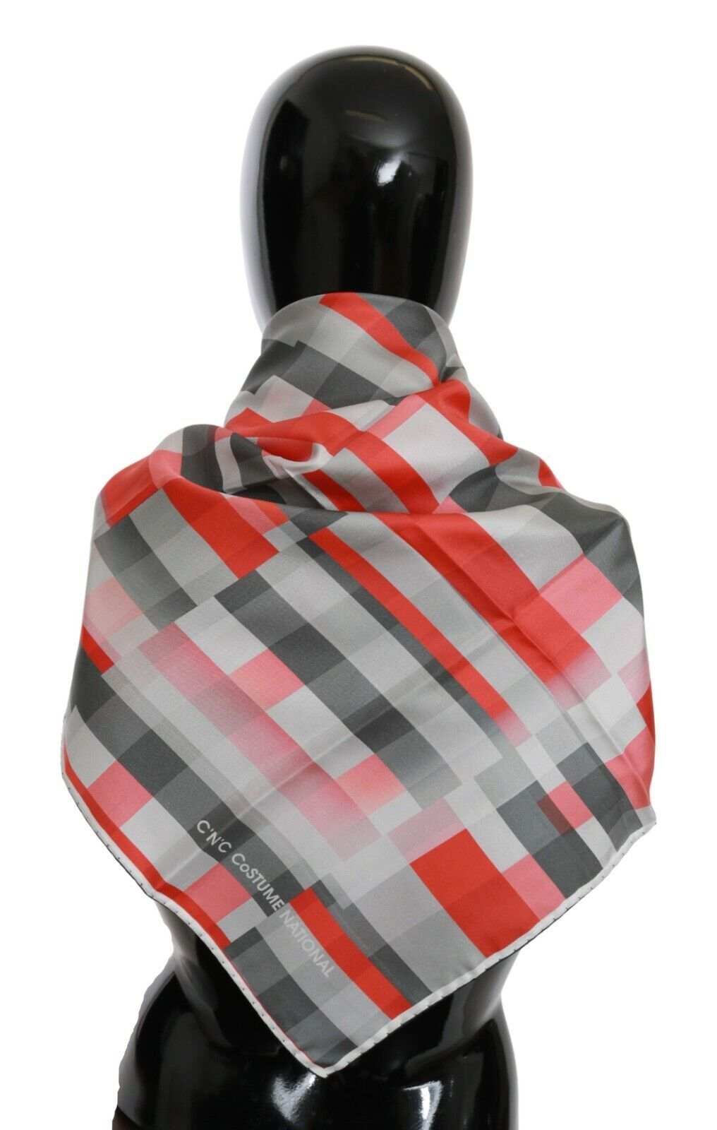 Šedočervený hedvábný šál Foulard Wrap