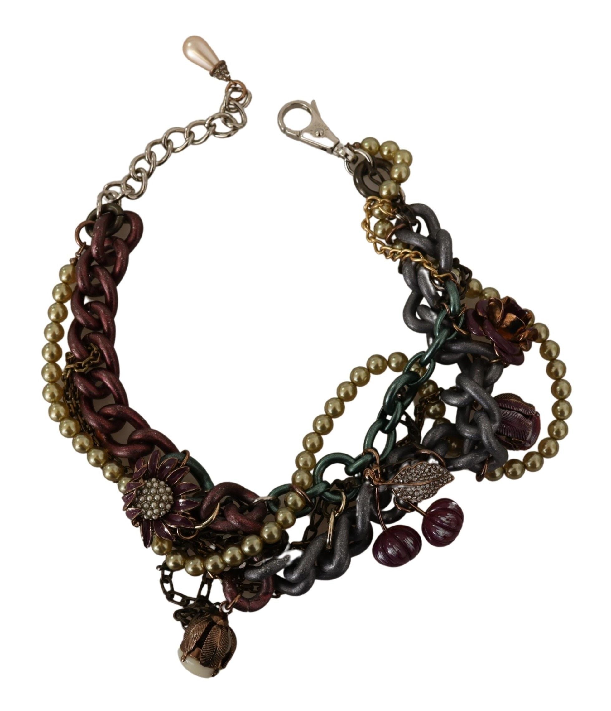 Náhrdelník se zlatým, mosazným a sicilským květinovým krystalem