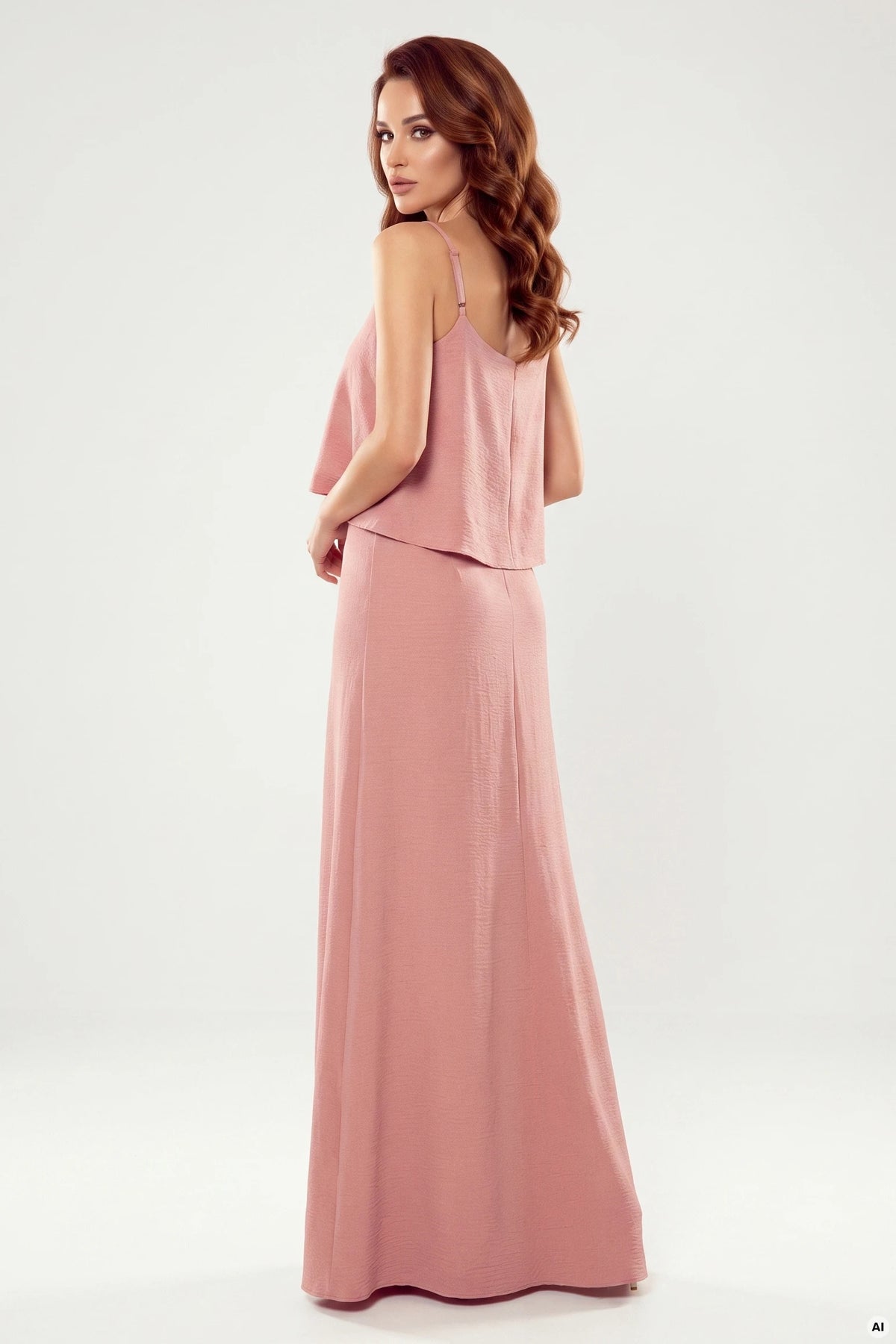 A long summer dress with straps – Powder Pink
