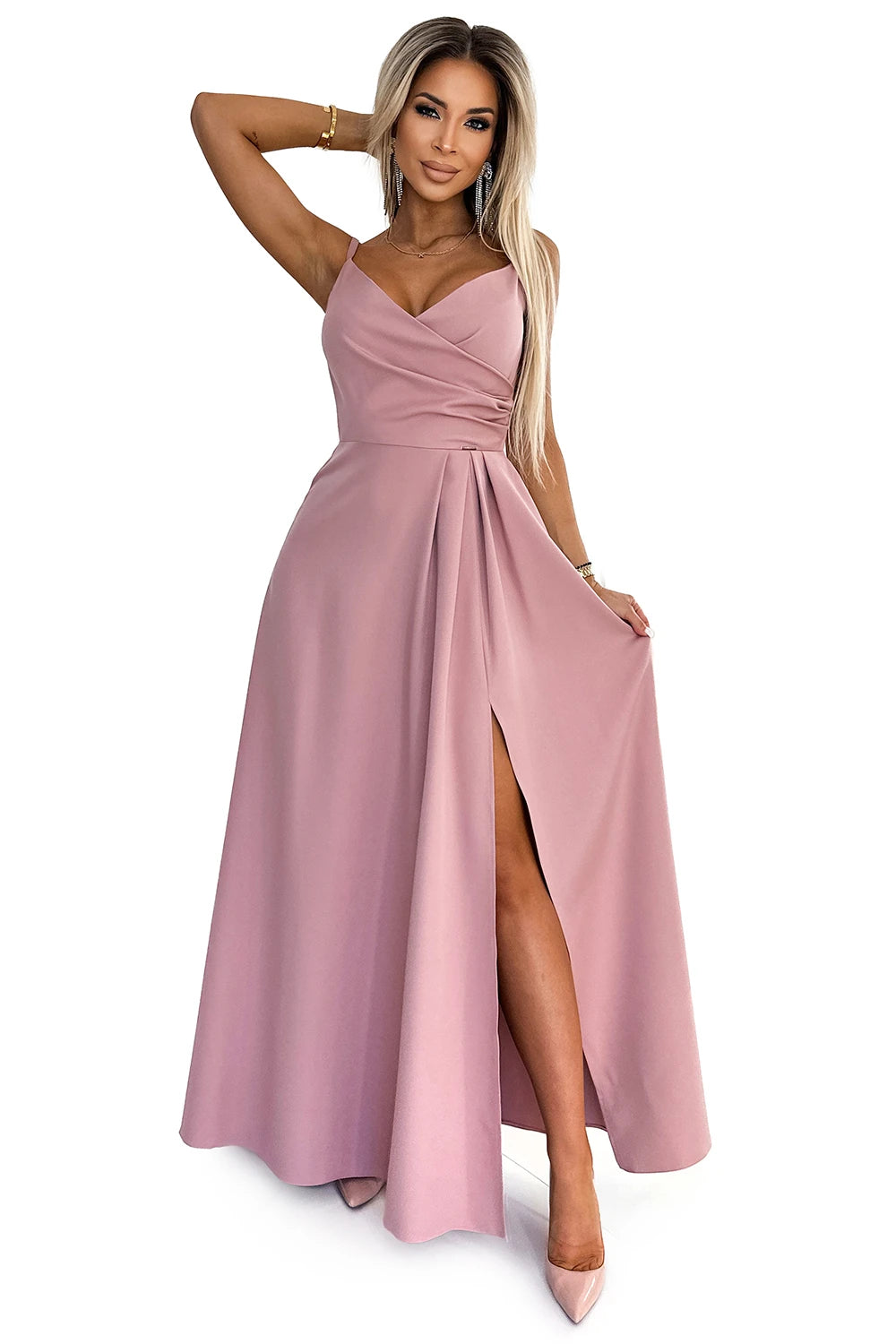 LIMITED CHIARA elegant maxi dress with straps – Dirty Pink