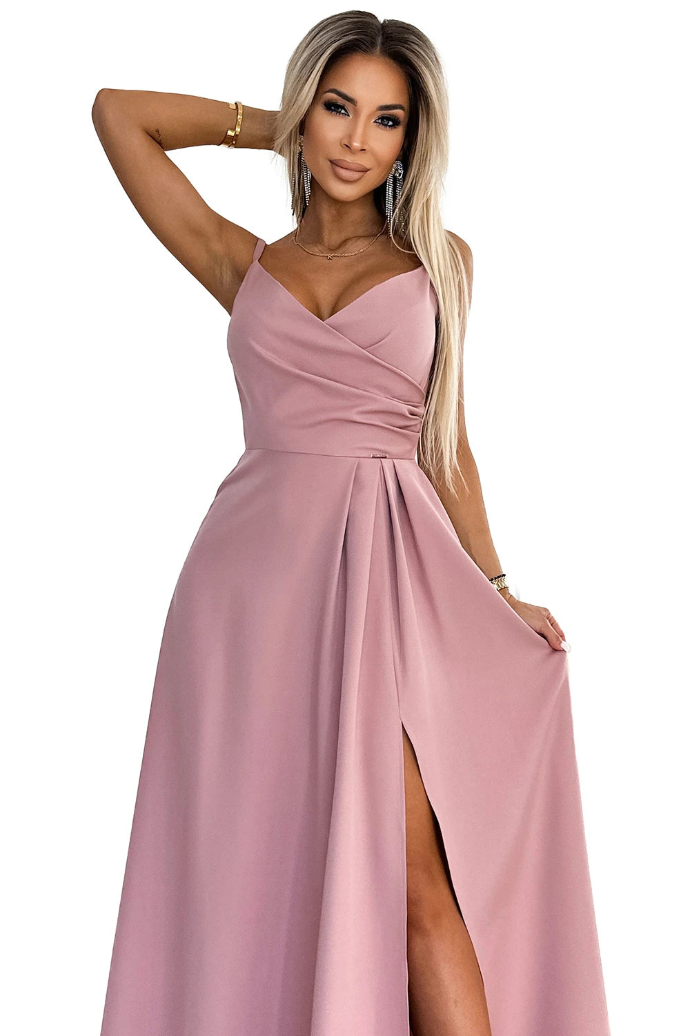LIMITED CHIARA elegant maxi dress with straps – Dirty Pink