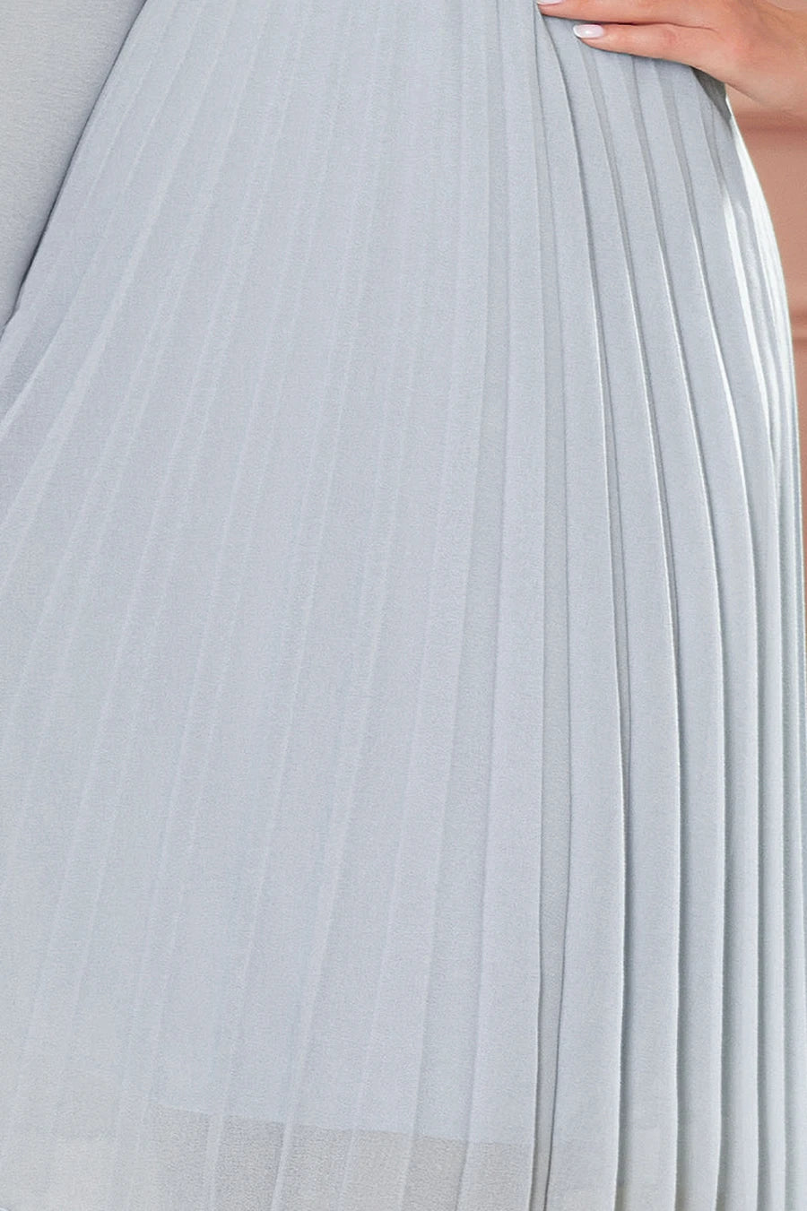 ANTRESOLA 5P ISABELLE Pleated dress with neckline and long sleeve – Grey