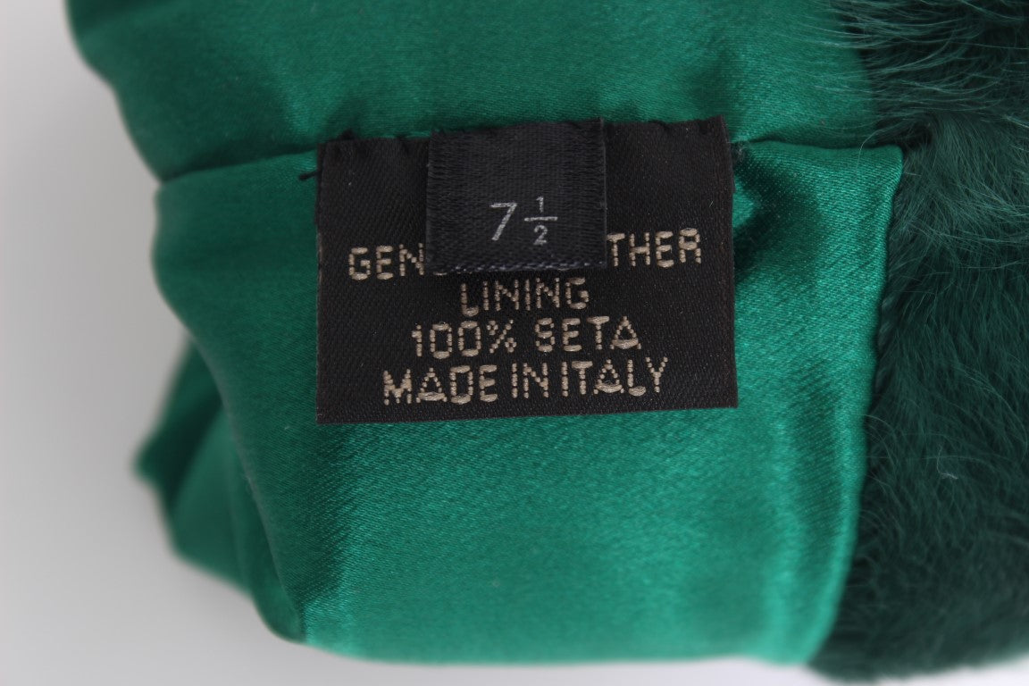 Zelené kožené rukavice s lokty Xiangao z kožešiny