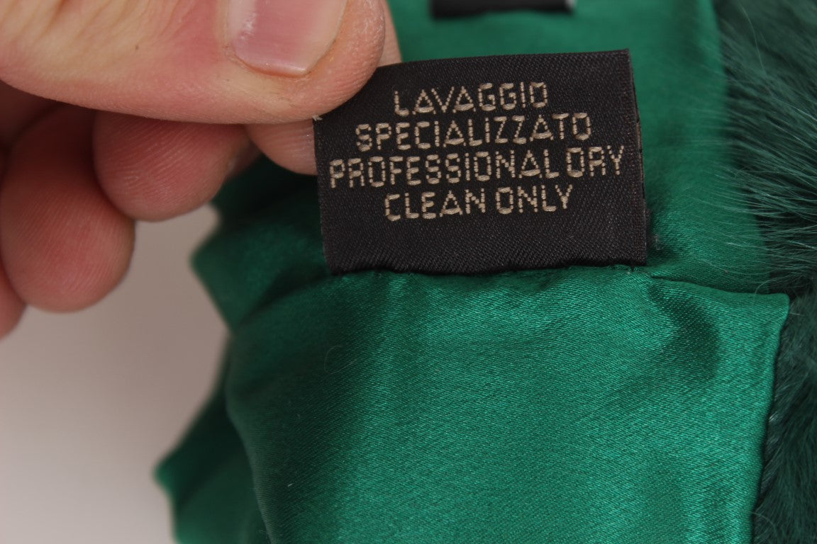 Zelené kožené rukavice s lokty Xiangao z kožešiny