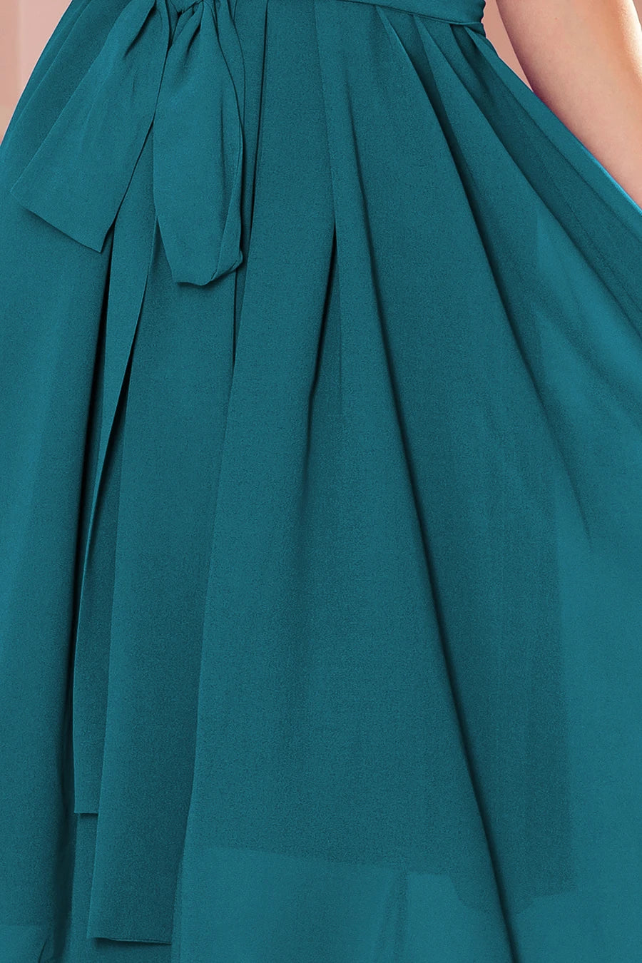 ALIZEE – chiffon dress with a binding – Sea color