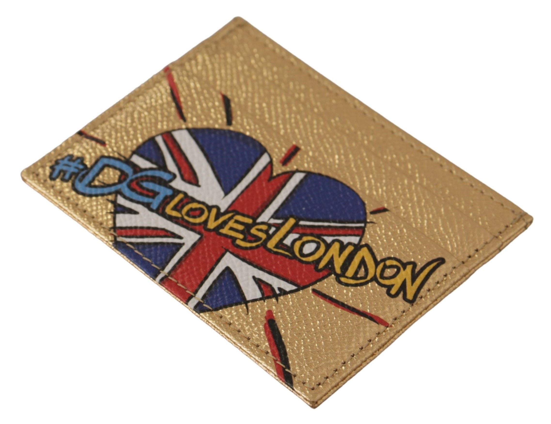 Zlatá kožená peněženka s pouzdrem na karty #DGLovesLondon pro ženy