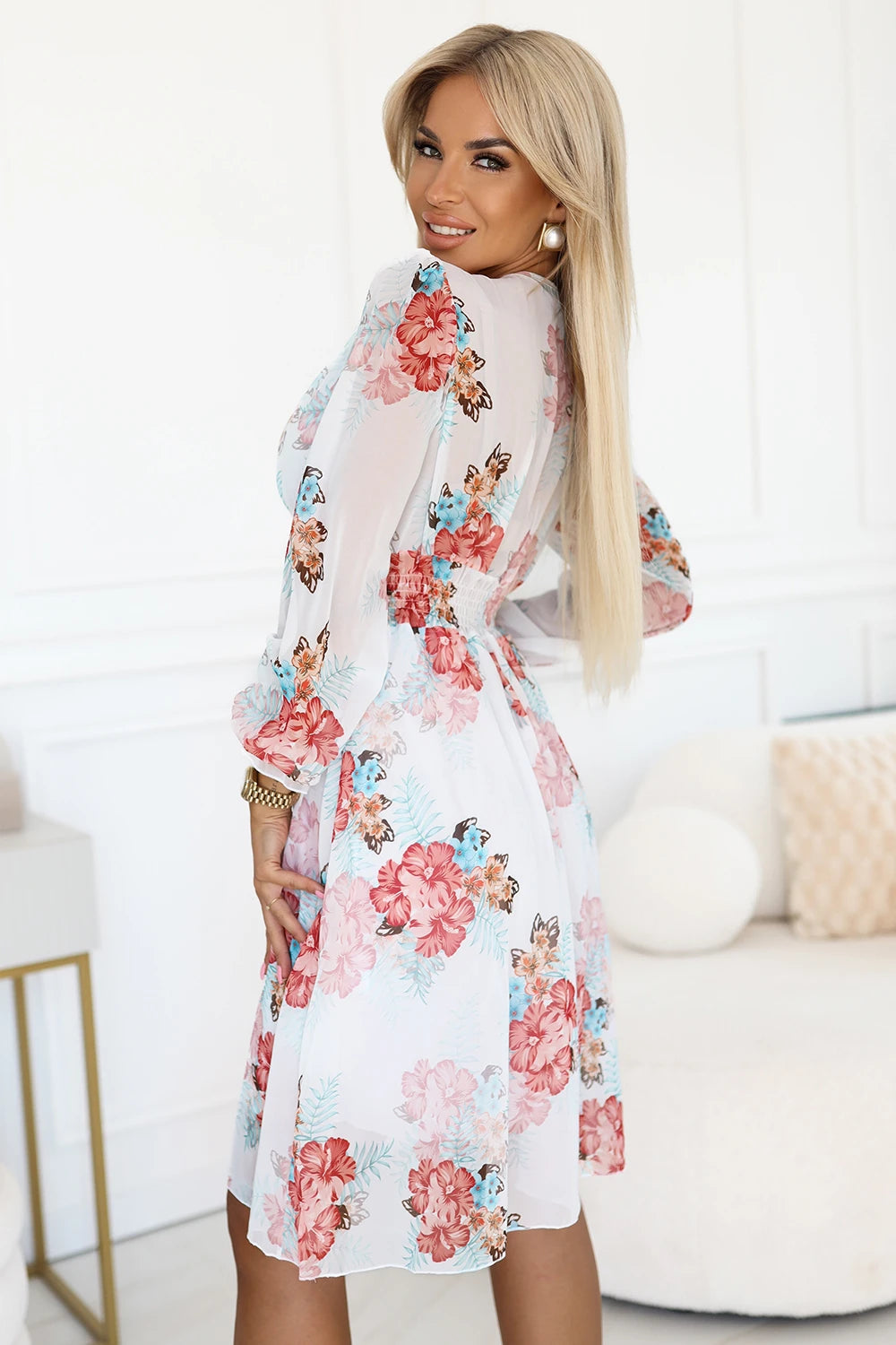 FRANCES chiffon wrap dress with long sleeves – Mallows