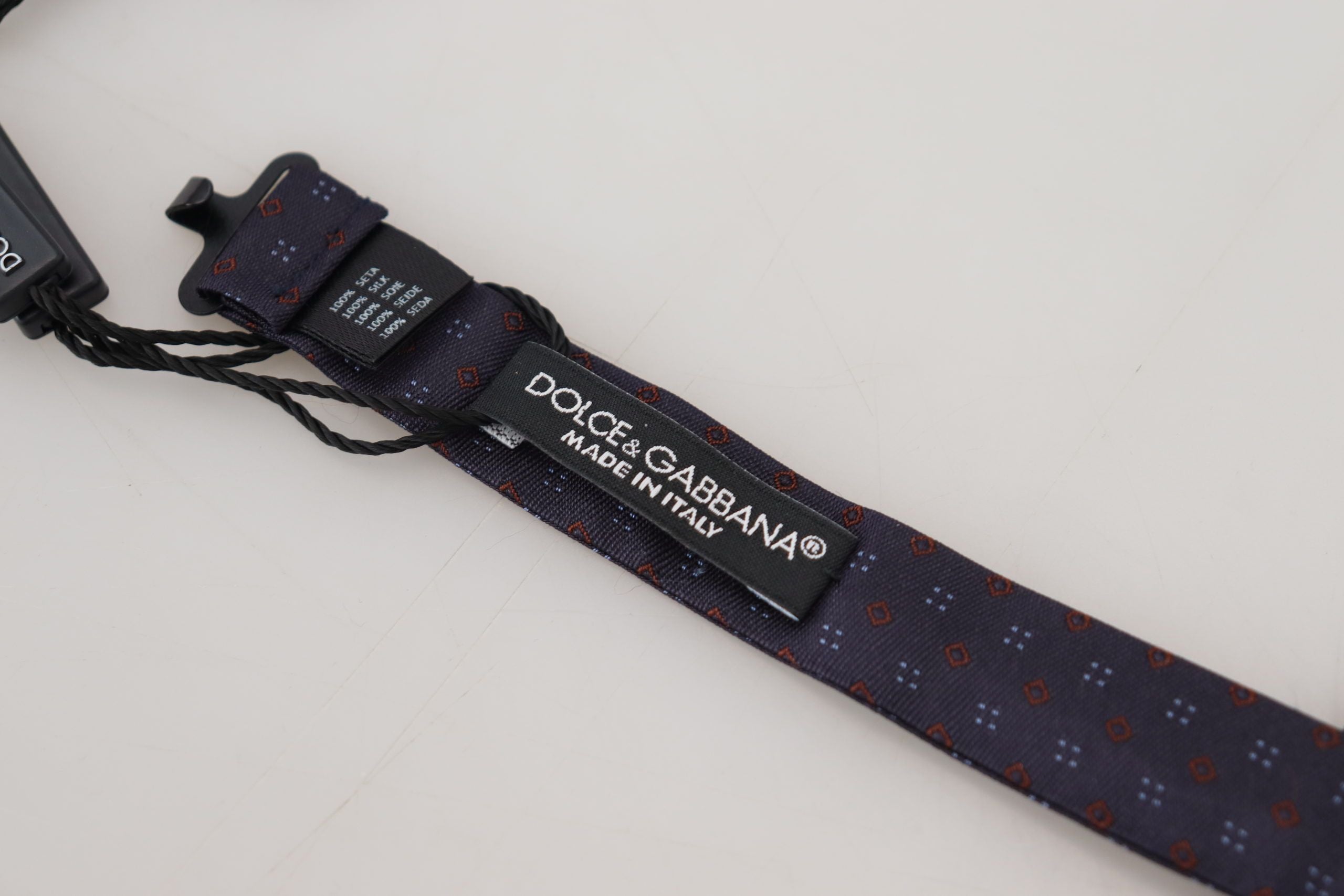 Modrý vzorovaný hedvábný motýlek Papillon s nastavitelným výstřihem