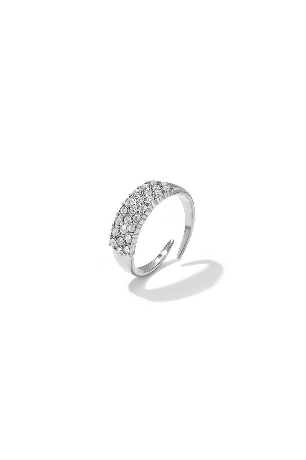 Adjustable statement ring with rhinestones