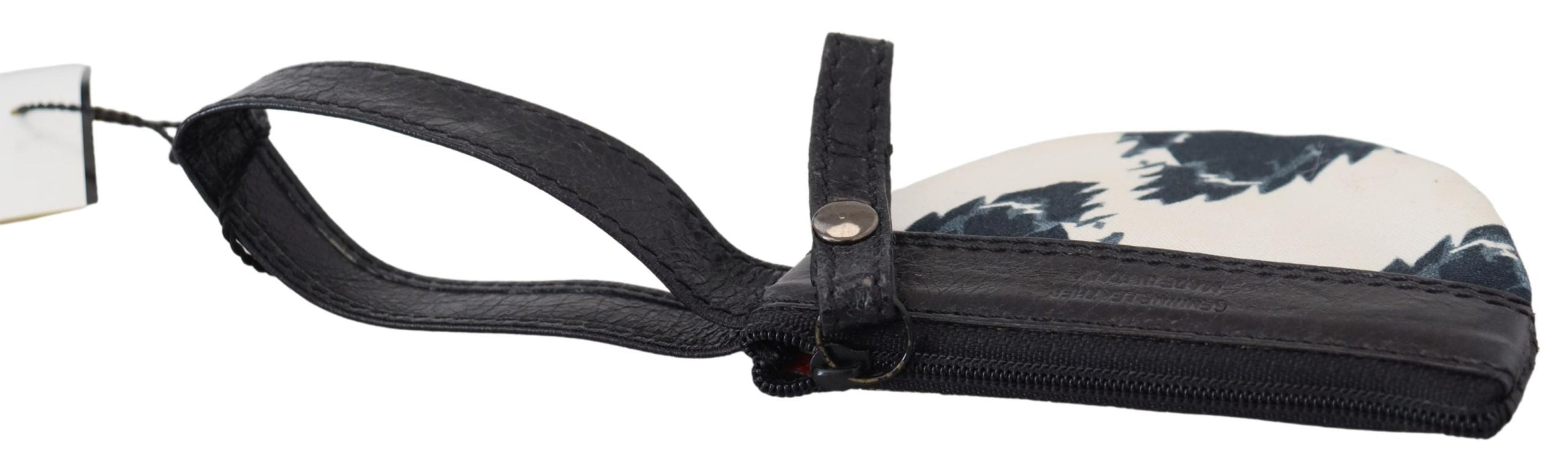 Bílá peněženka z pravé kůže s popruhem na mince