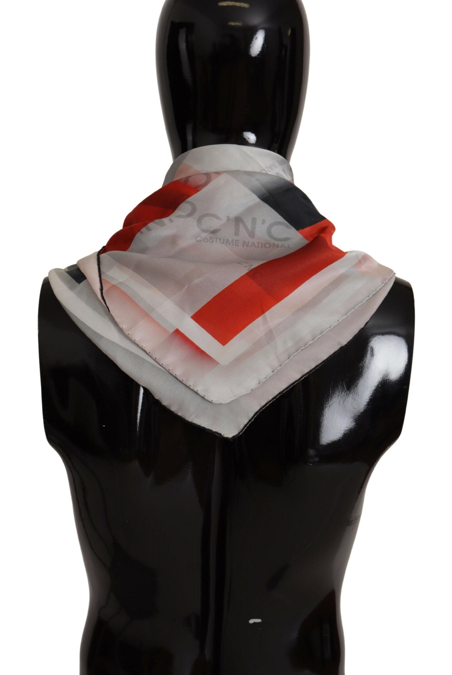 Šedočervený hedvábný šál Foulard Wrap