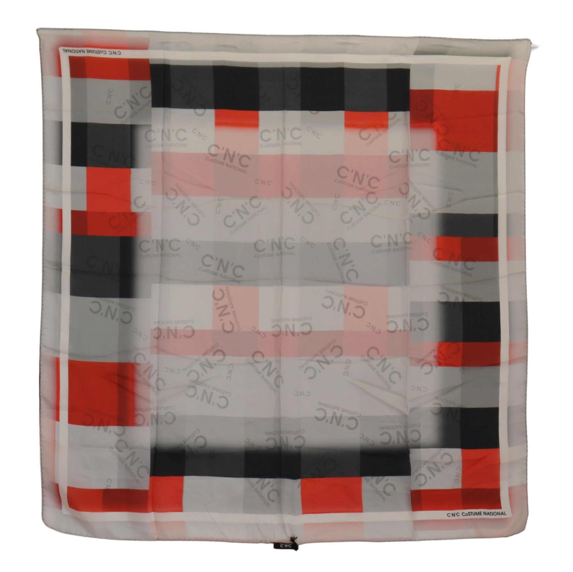 Šedočervený hedvábný šál Foulard Wrap