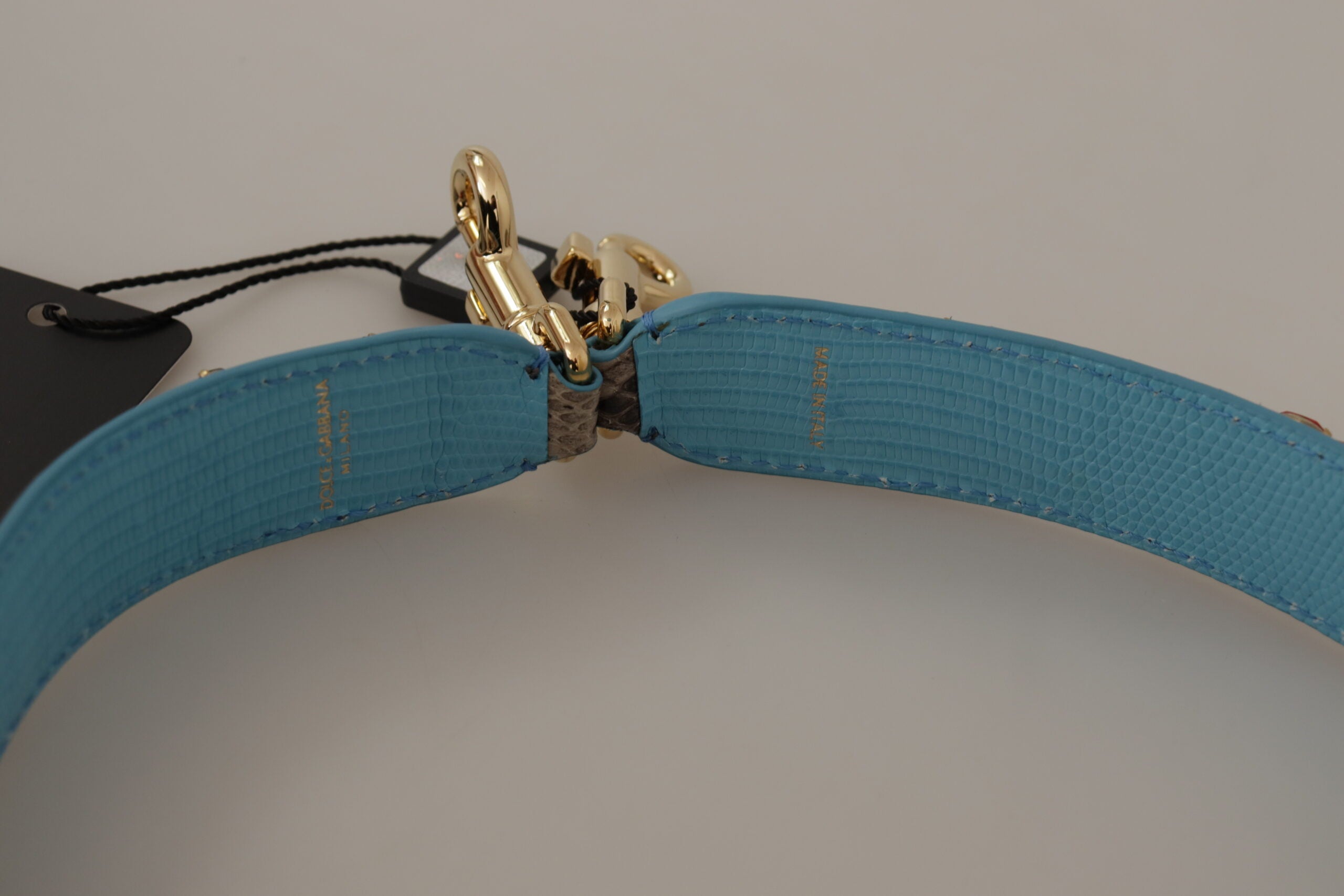 Hnědý ramenní popruh s exotickými krystaly z kůže