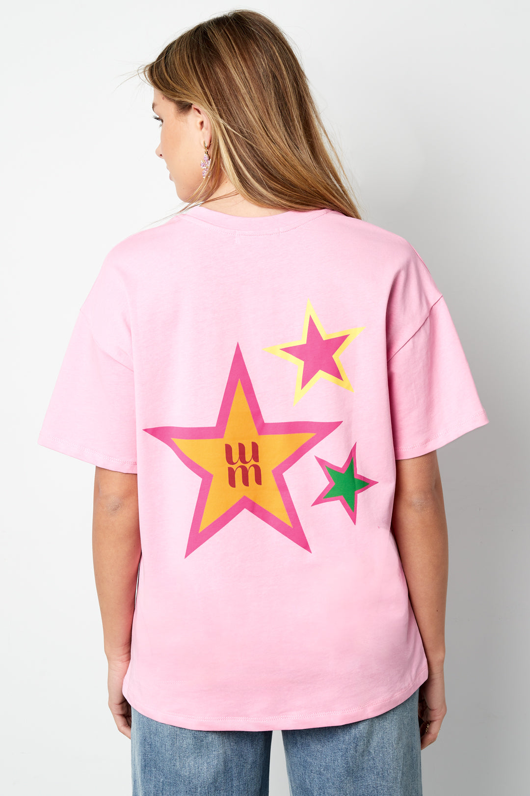 Cotton Women's T-shirt Casual Star Embroidery