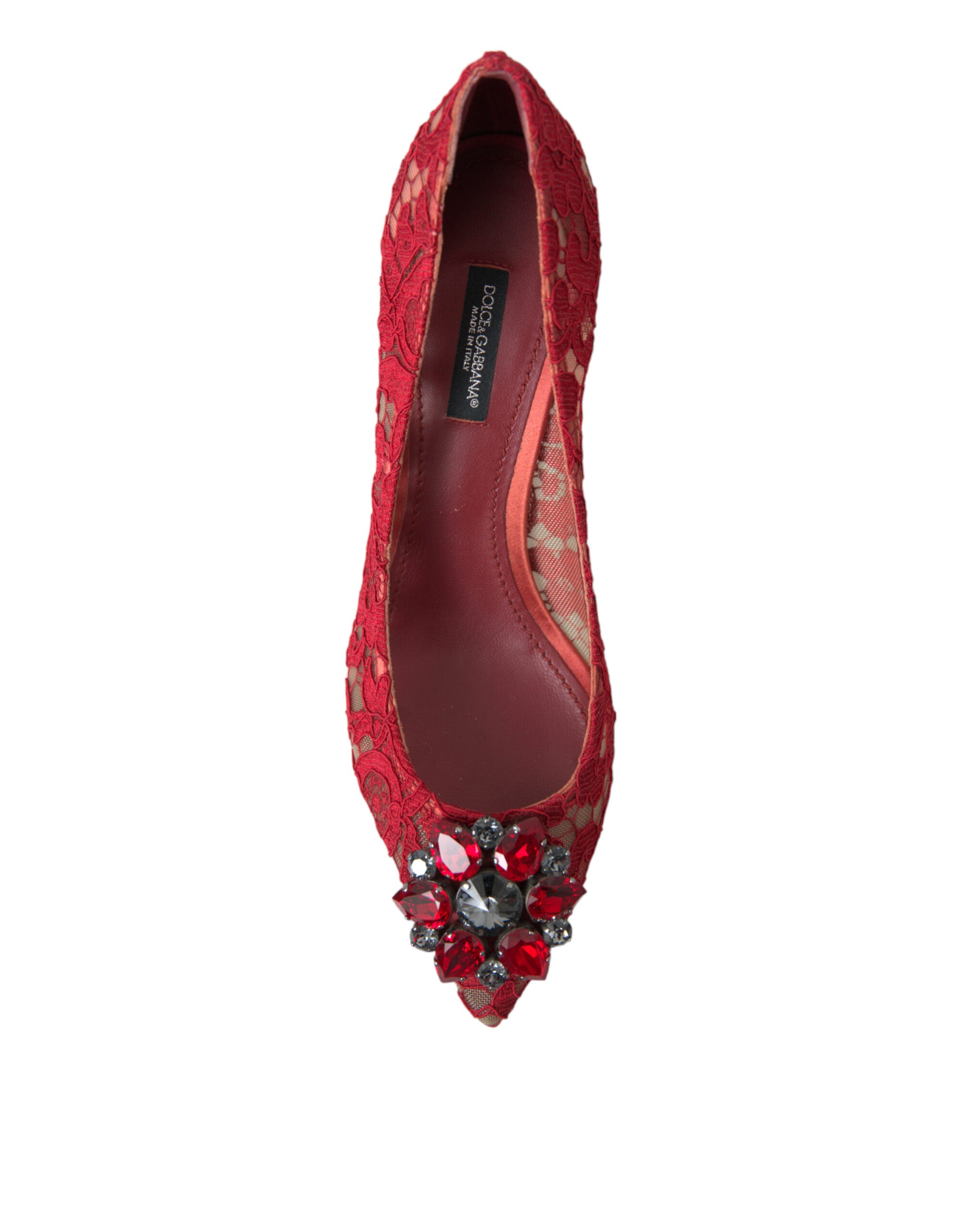 Červené lodičky Taormina Lace s krystaly