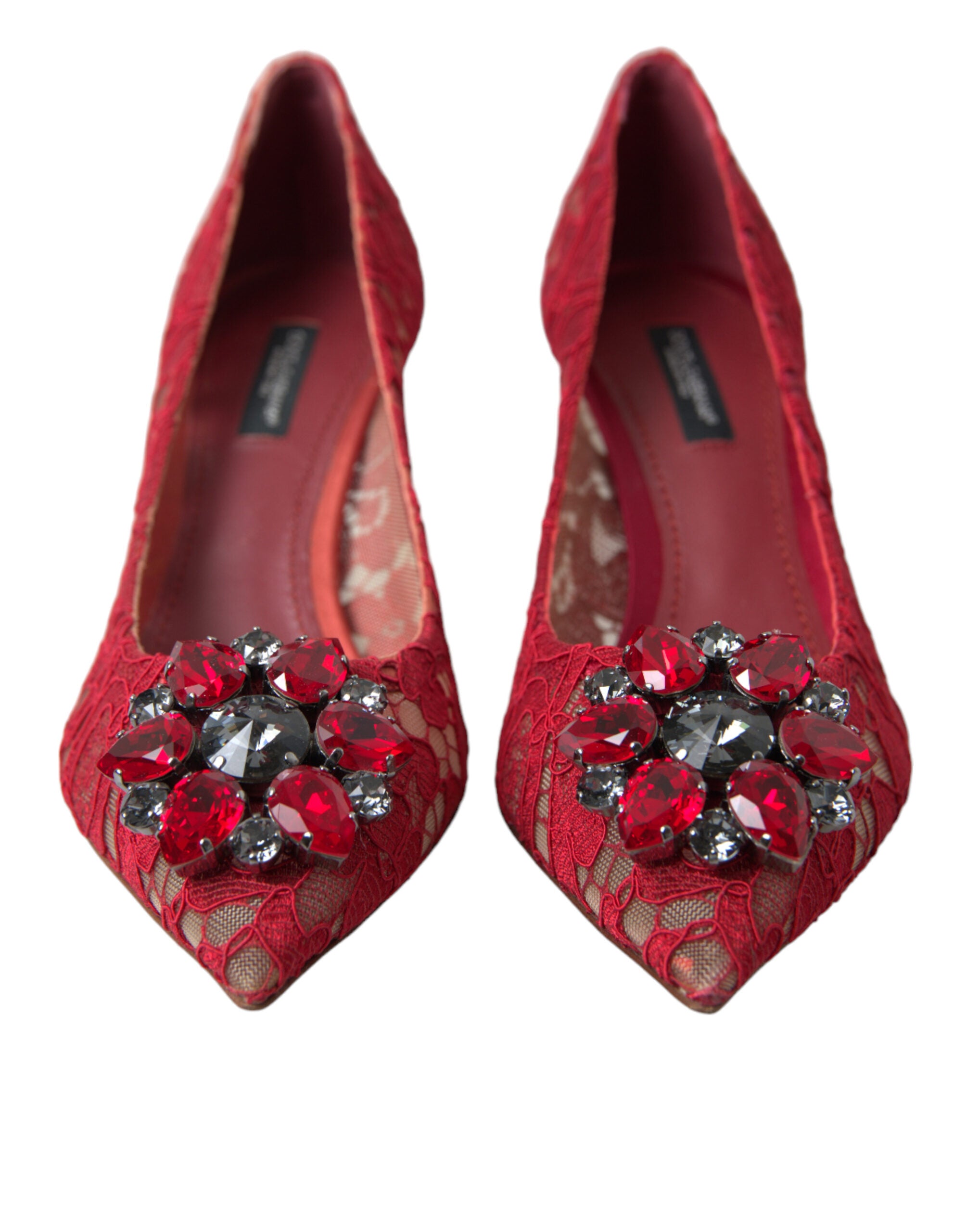 Červené lodičky Taormina Lace s krystaly
