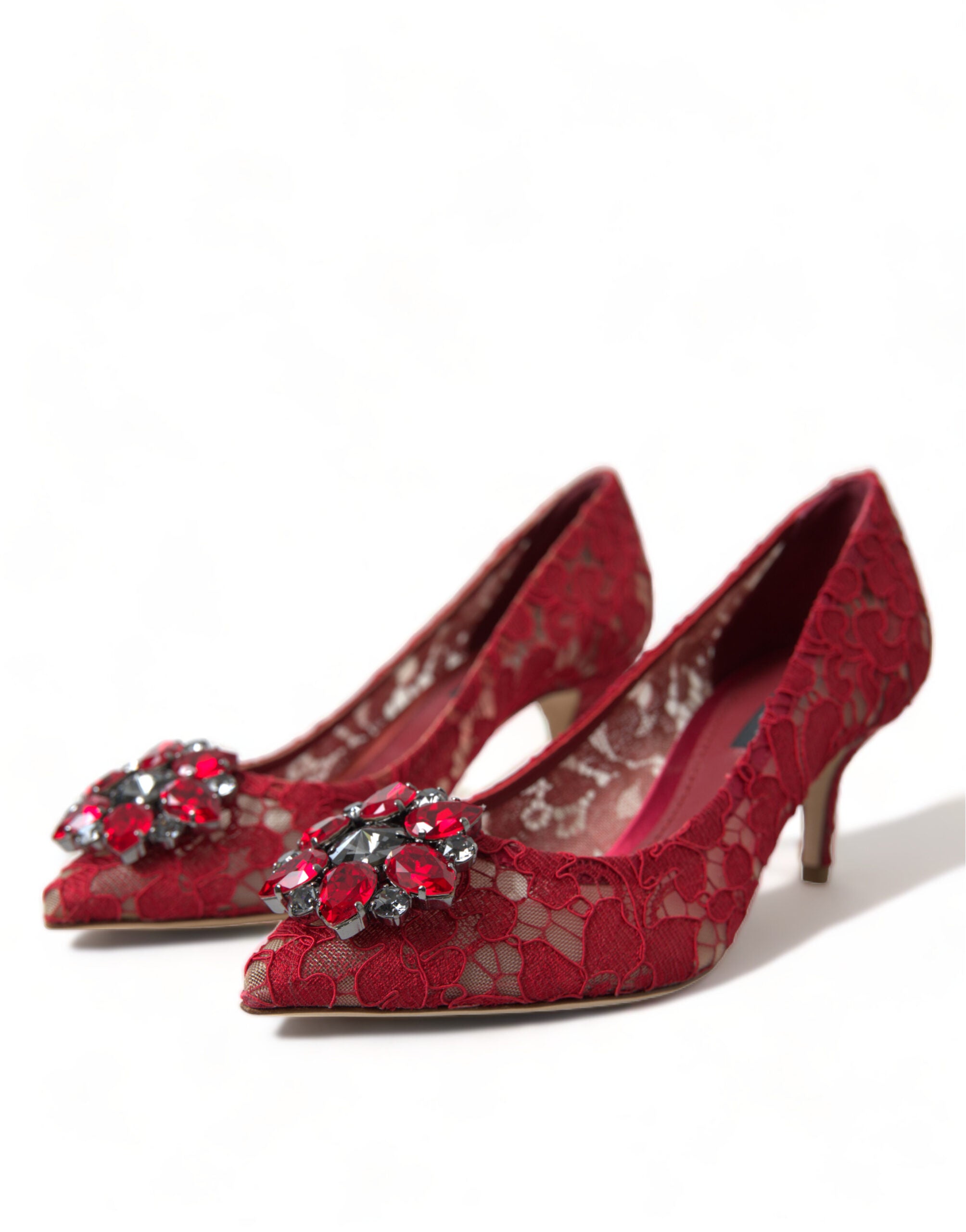 Červené lodičky Taormina Lace s krystaly