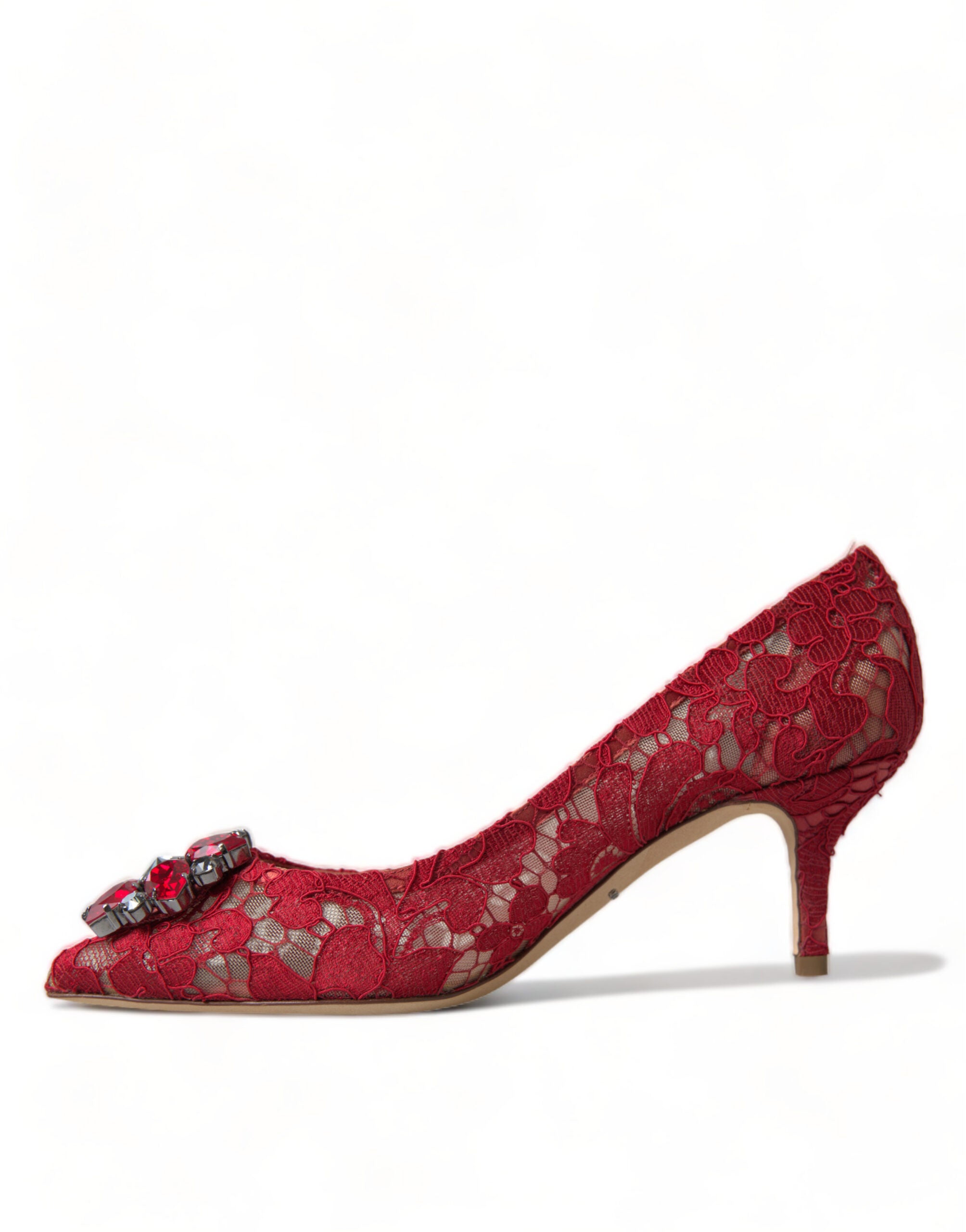 Červené lodičky Taormina Lace s krystaly