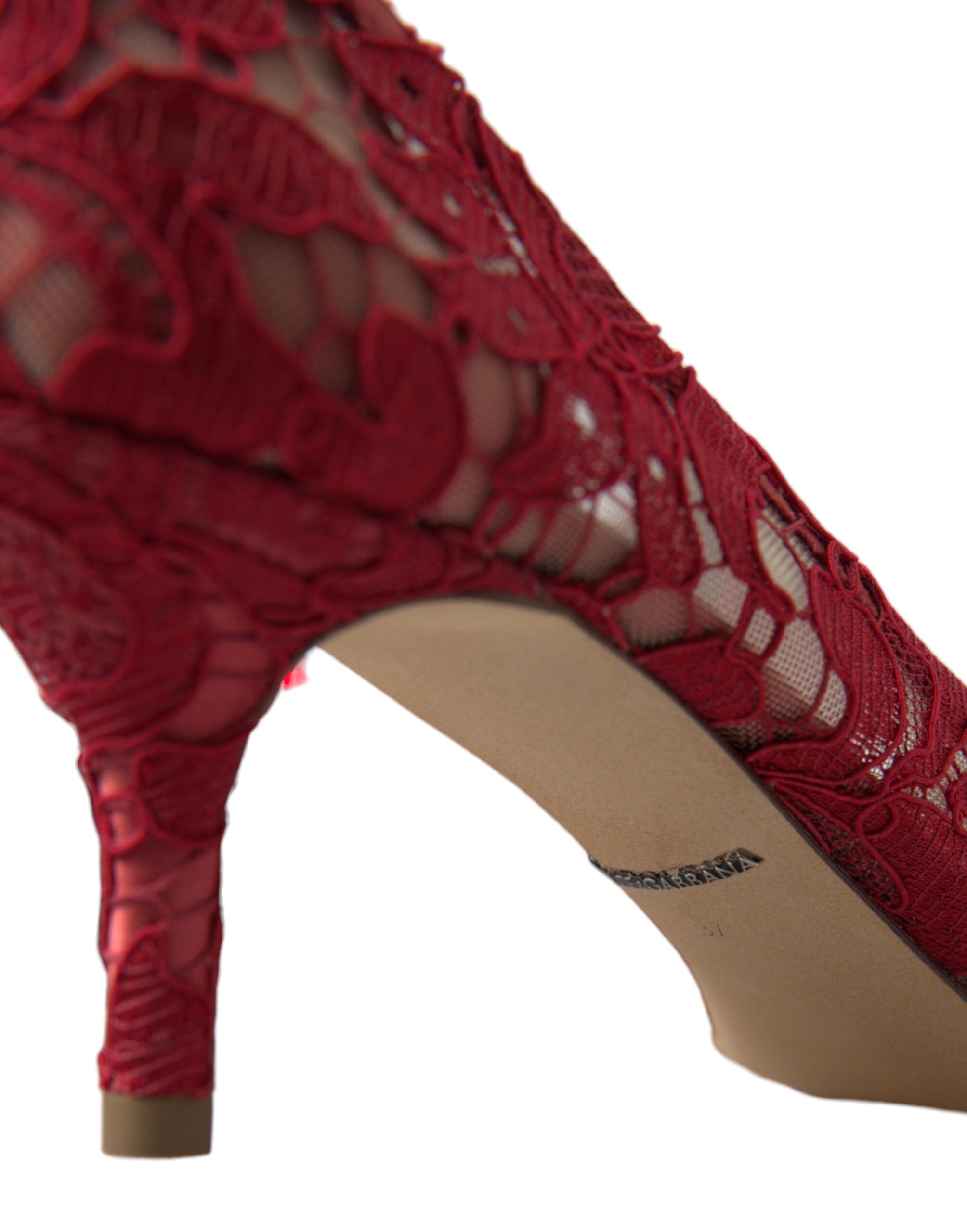 Červené lodičky Taormina Lace s krystaly