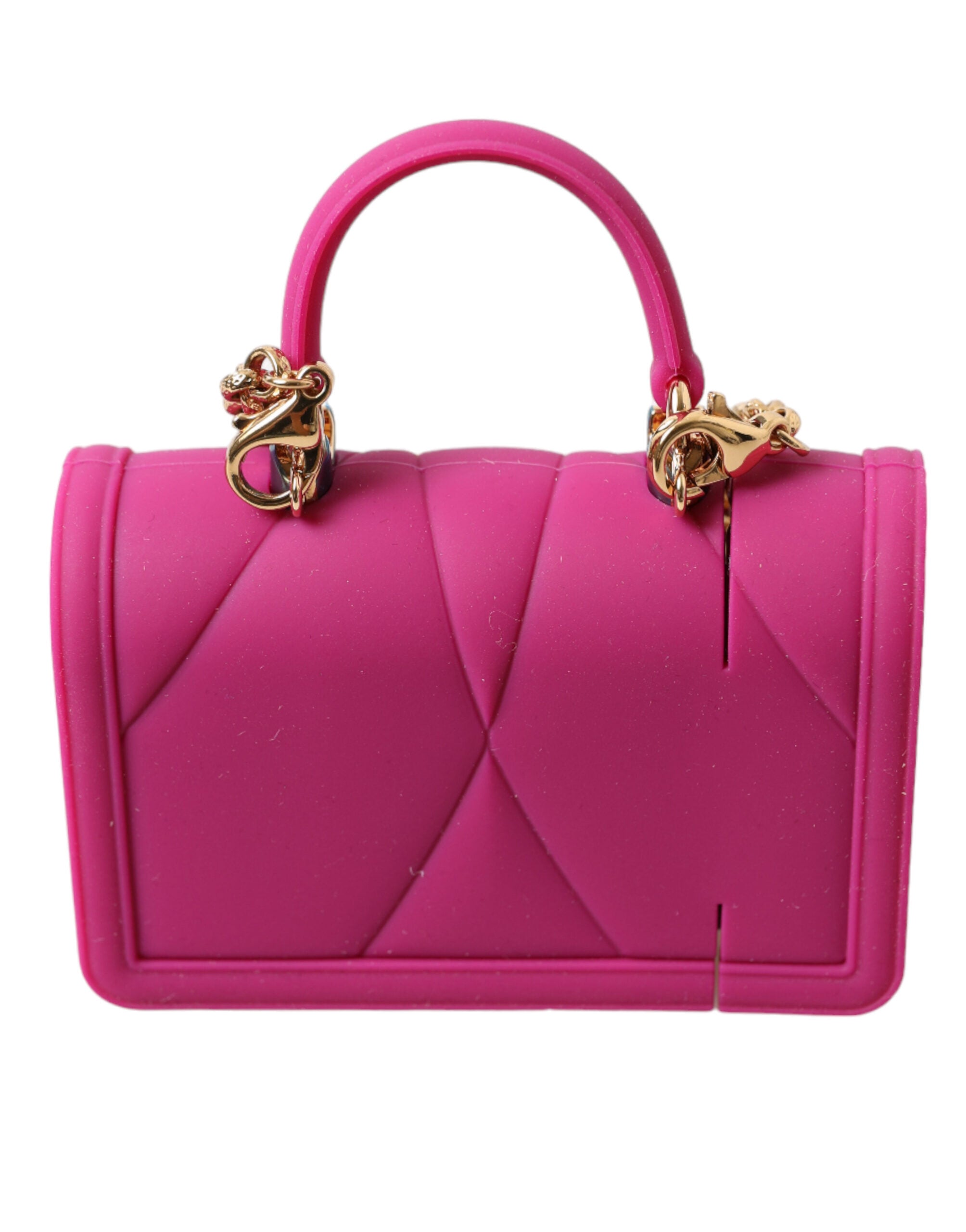 Růžový silikonový obal na Airpods se srdíčkem a zlatým řetízkem