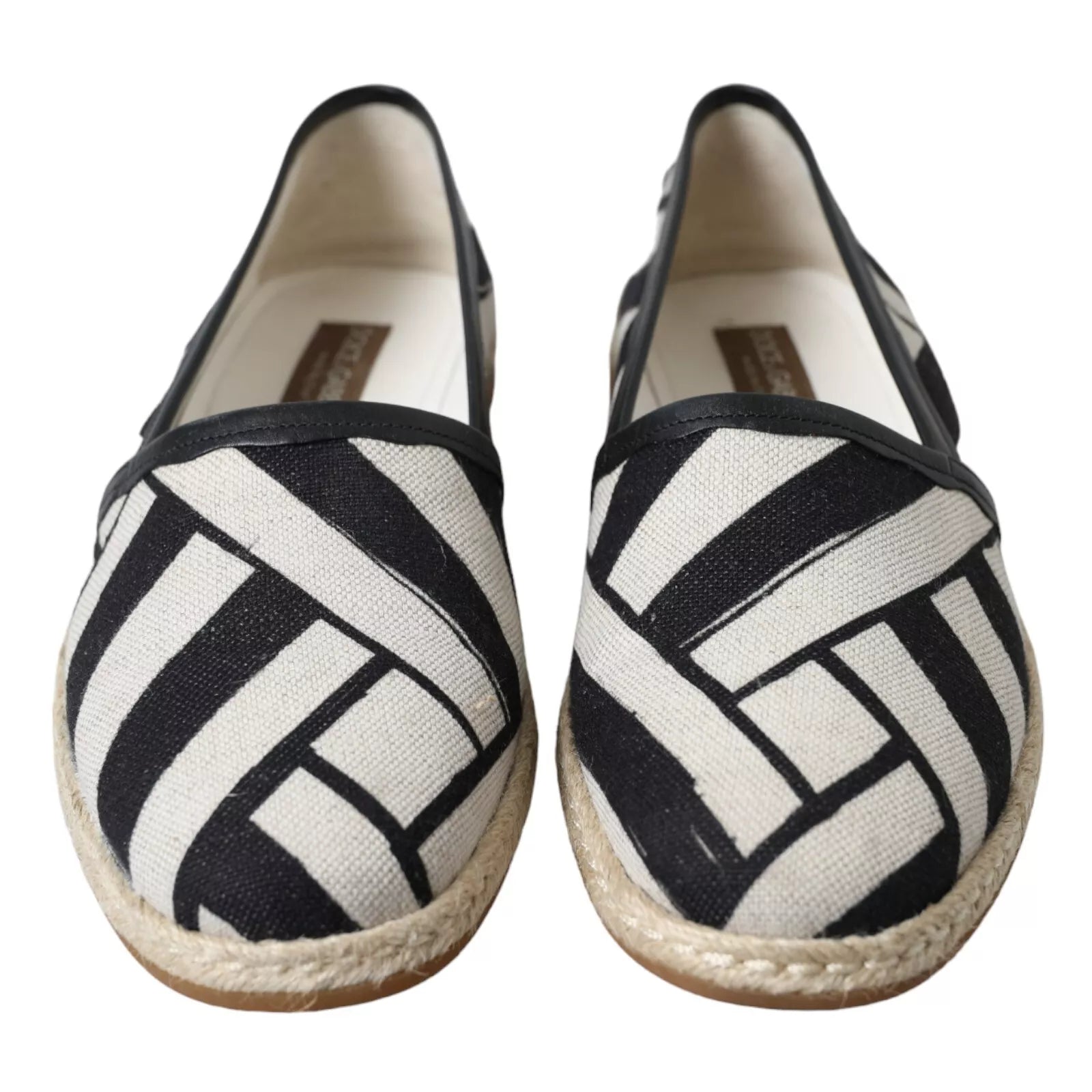 Černé a bílé pruhované nazouvací espadrilky