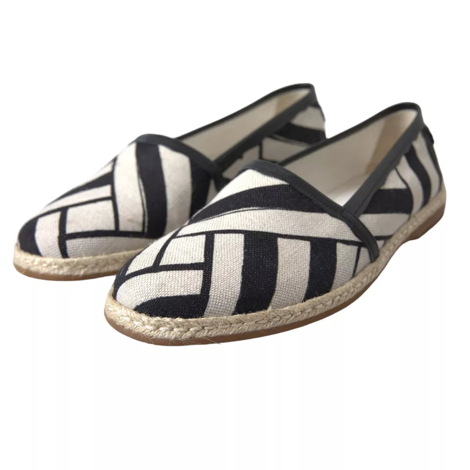 Černé a bílé pruhované nazouvací espadrilky