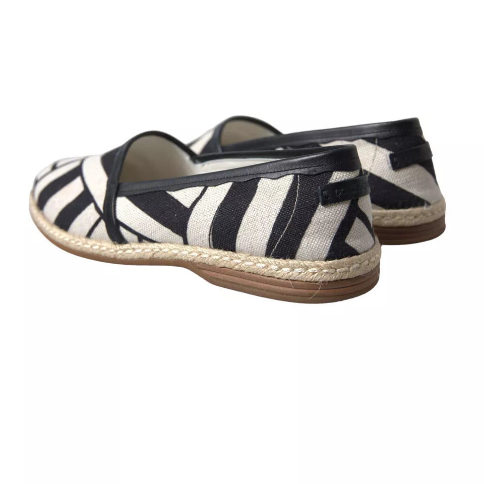 Černé a bílé pruhované nazouvací espadrilky