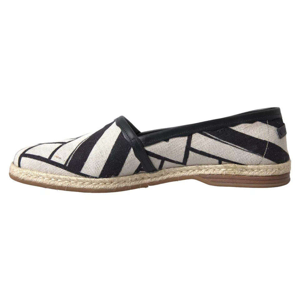 Černé a bílé pruhované nazouvací espadrilky