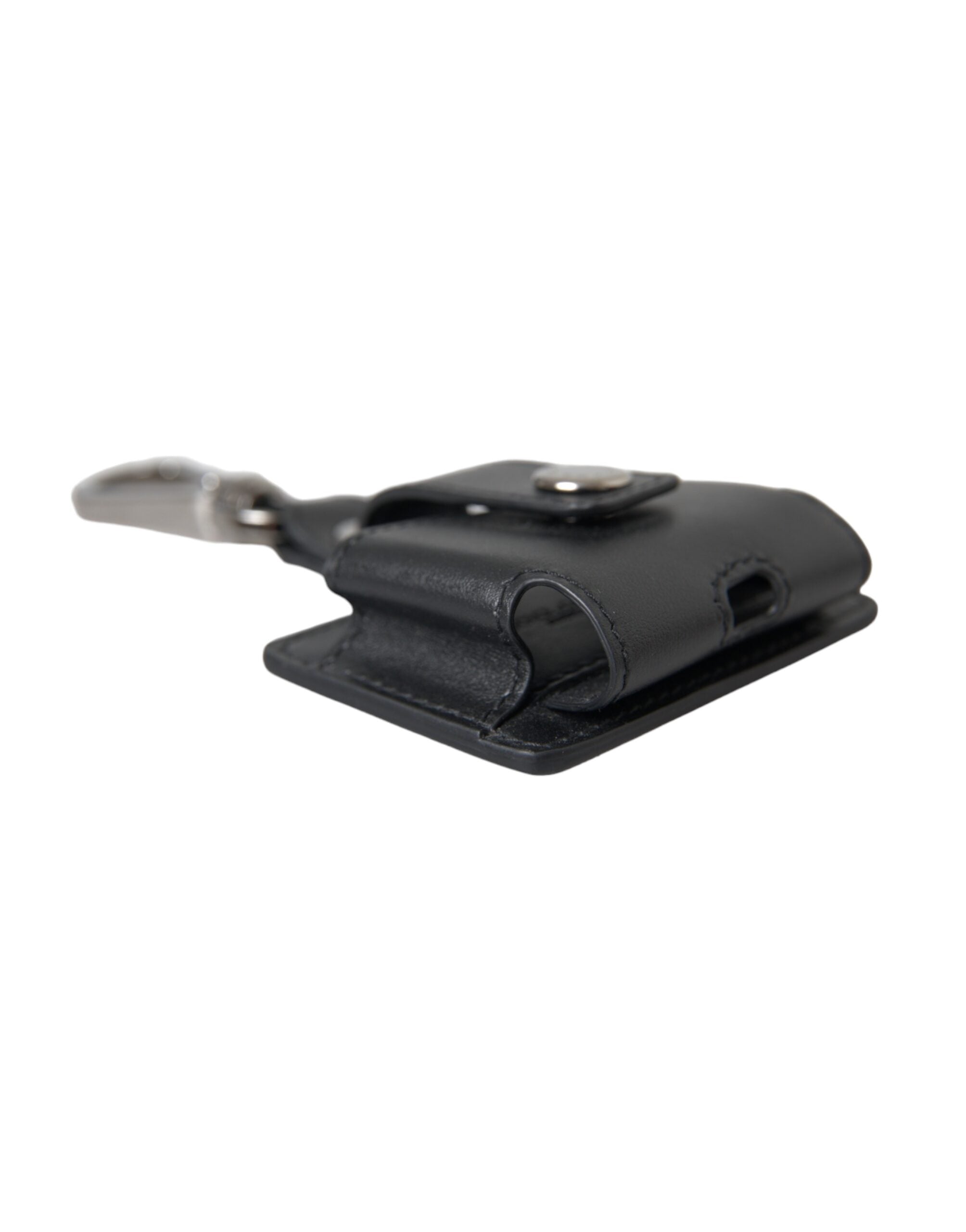 Černé, obyčejné kožené, stříbrné kovové pouzdro na Airpods