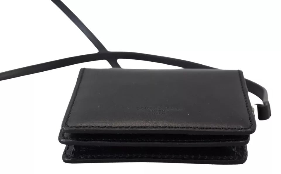 Dámská kožená peněženka Bifold přes rameno v černé barvě