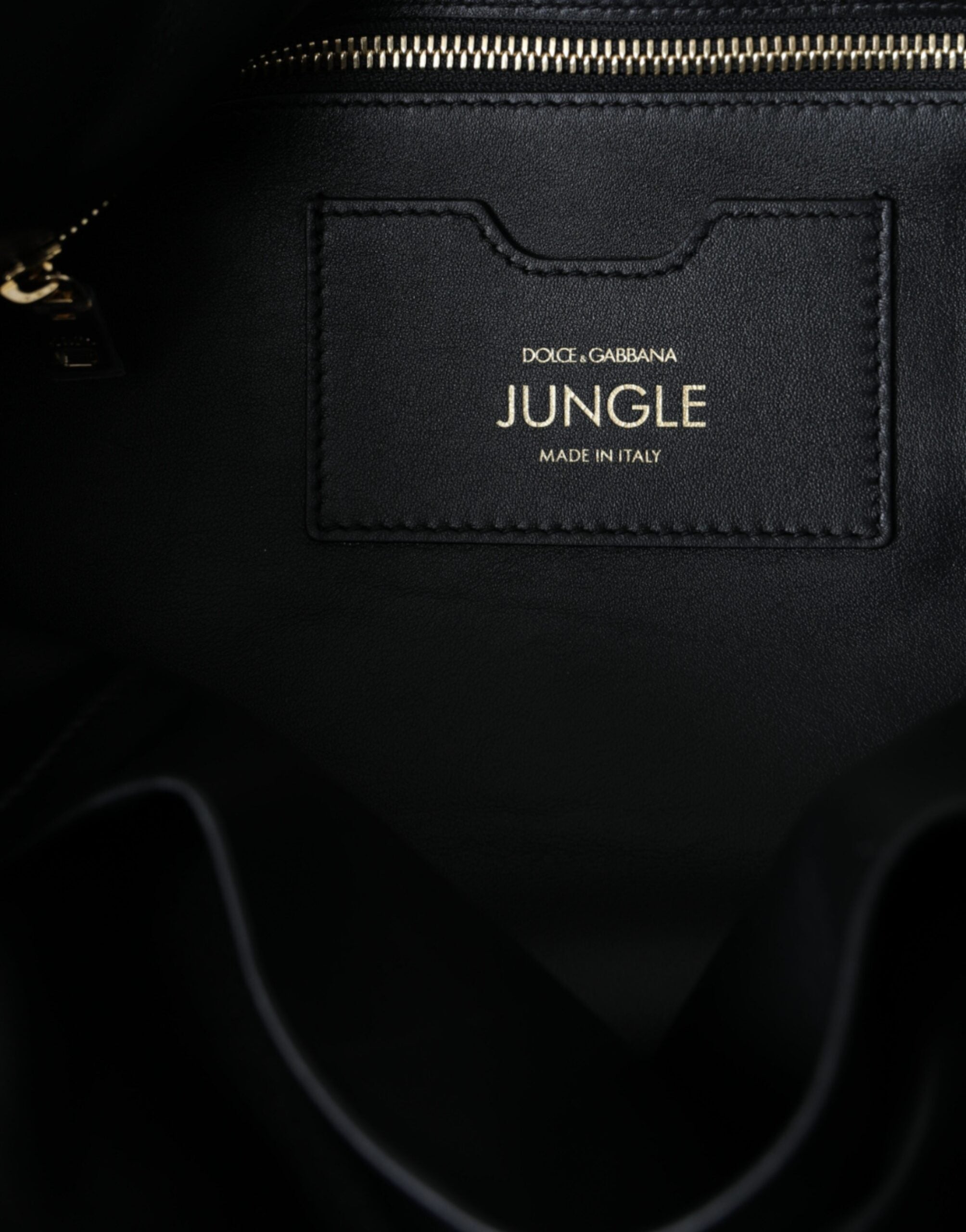 Černá kožená prošívaná nákupní taška JUNGLE