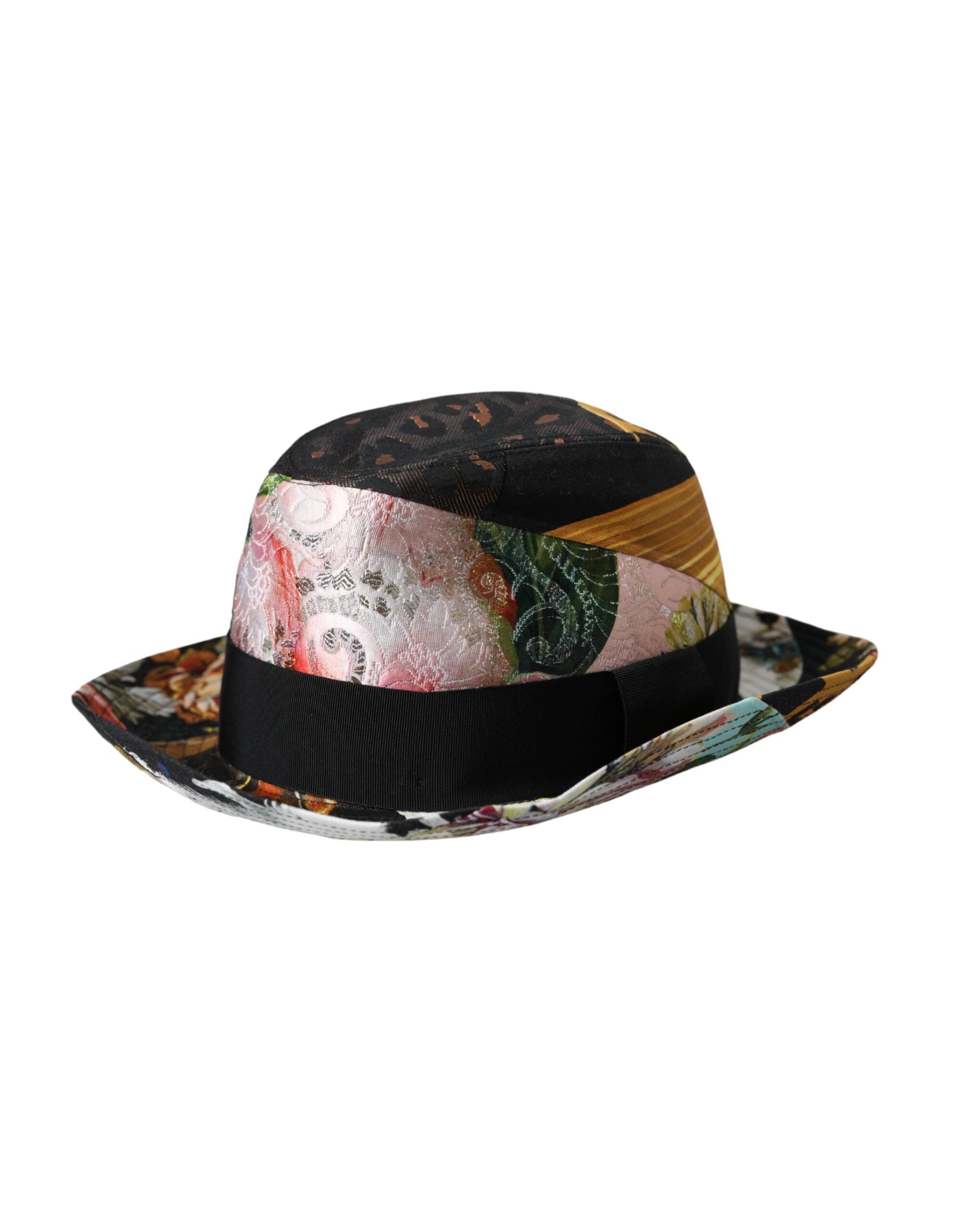 Dámský klobouk Fedora s širokým okrajem, vícebarevný, patchwork