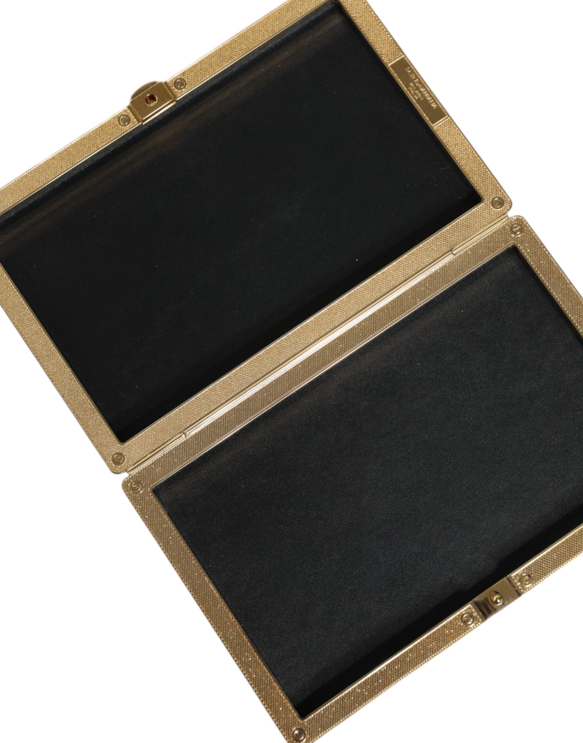 Černá kožená kabelka se zlatým rámem a clutch kabelkou
