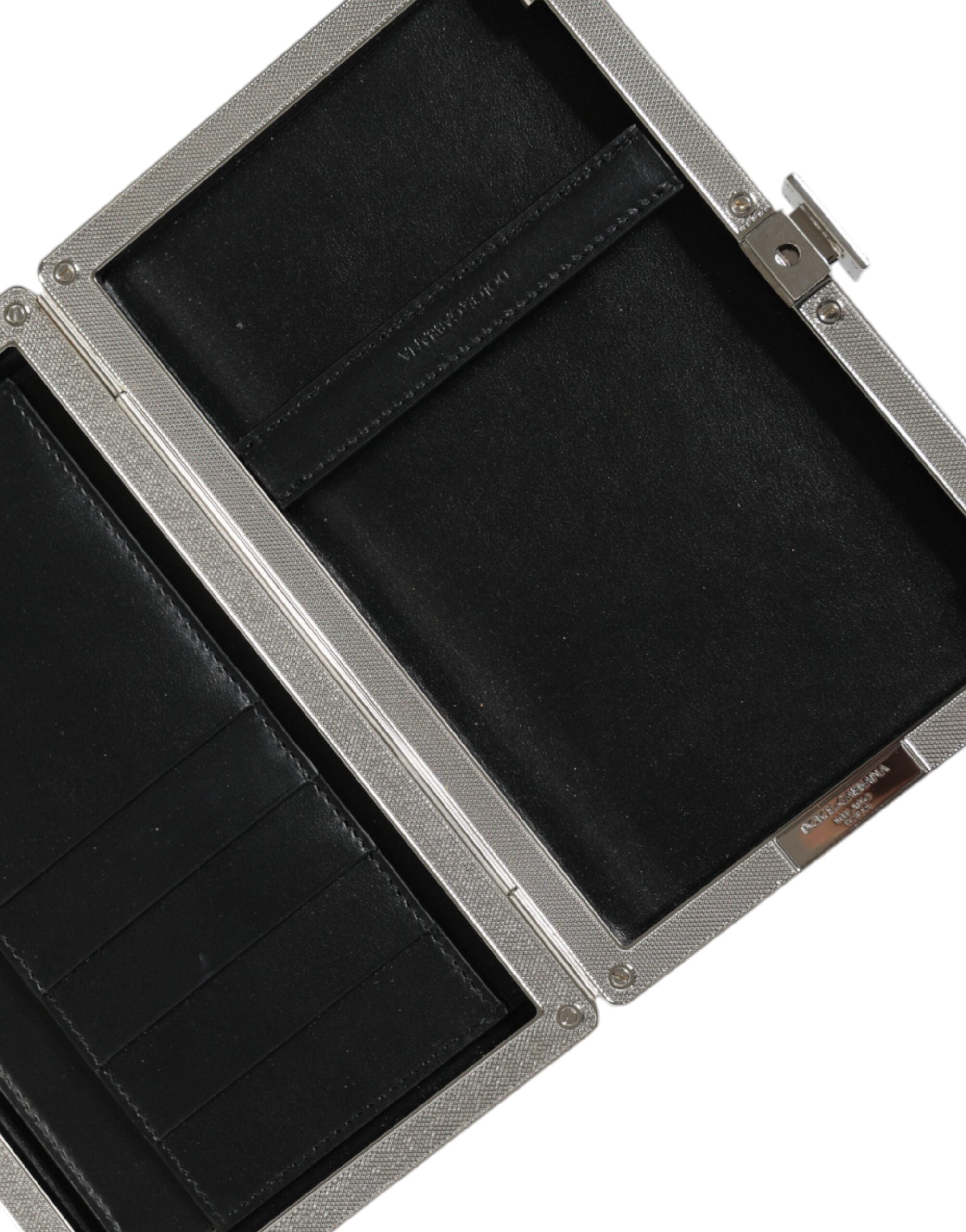 Černá kožená mini kabelka crossbody se stříbrným rámem
