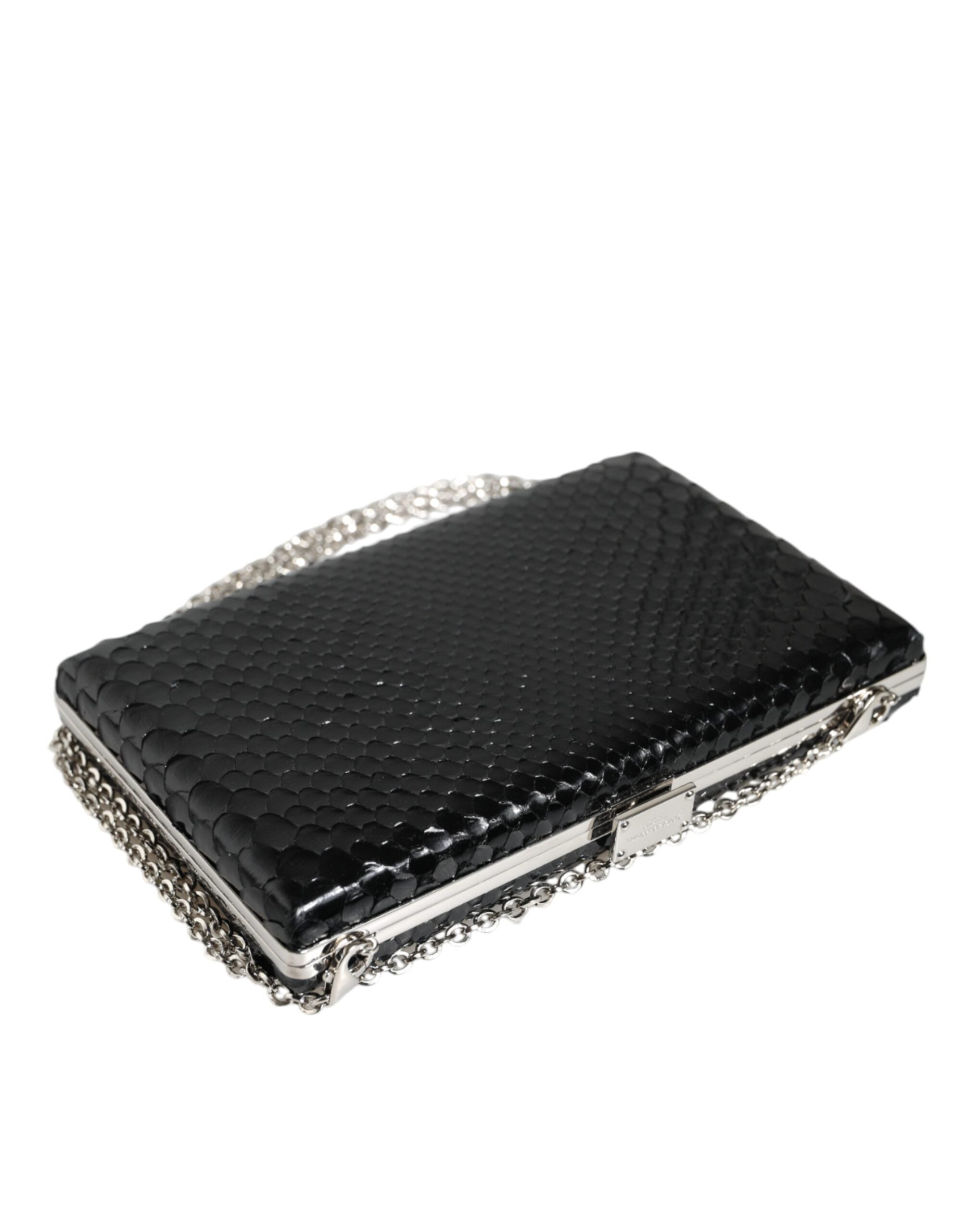 Černá kožená mini kabelka crossbody se stříbrným rámem