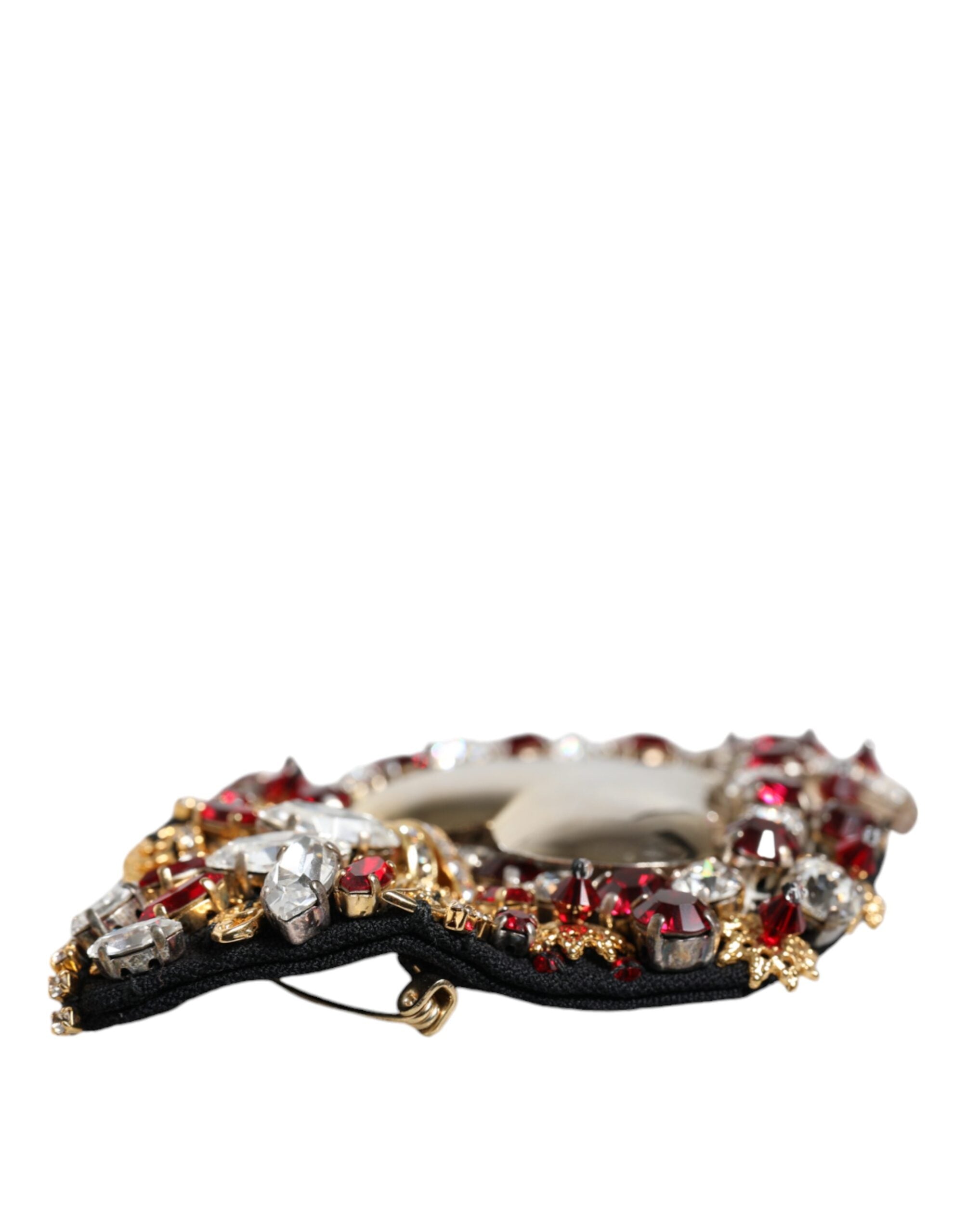 Brož s krystaly Sacred Heart z mosazi zlaté barvy