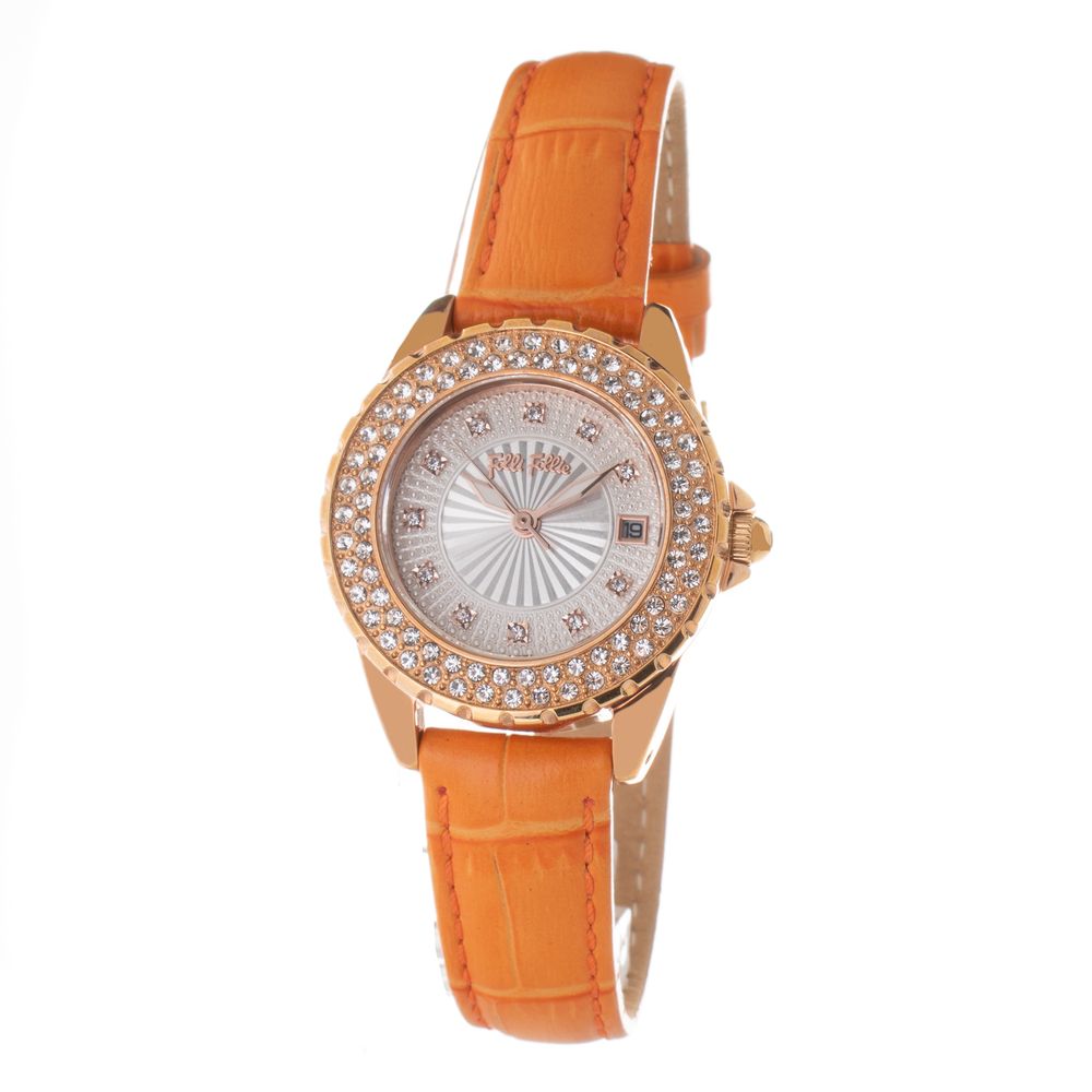 Oranžové kožené elegantní hodinky