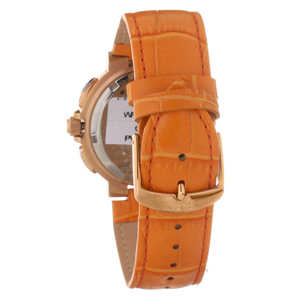 Oranžové kožené elegantní hodinky