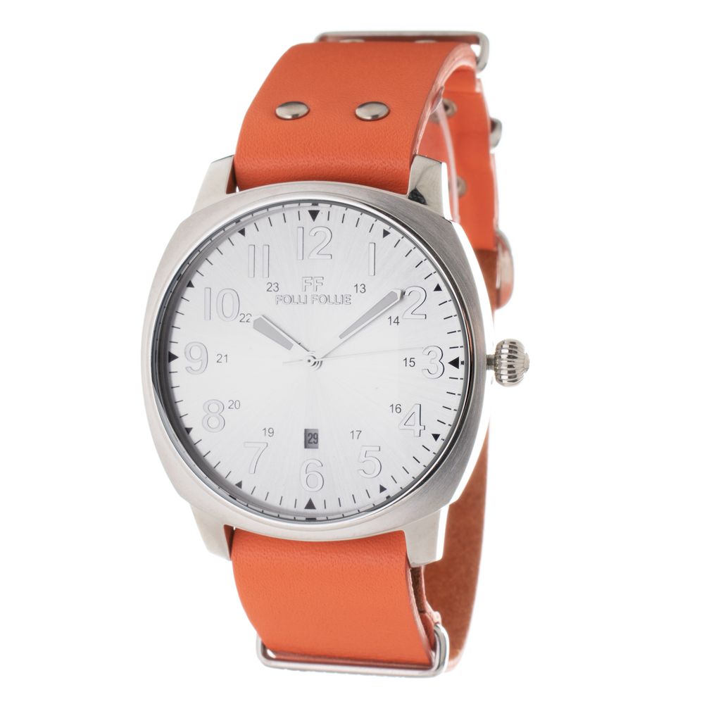 Oranžové kožené elegantní hodinky