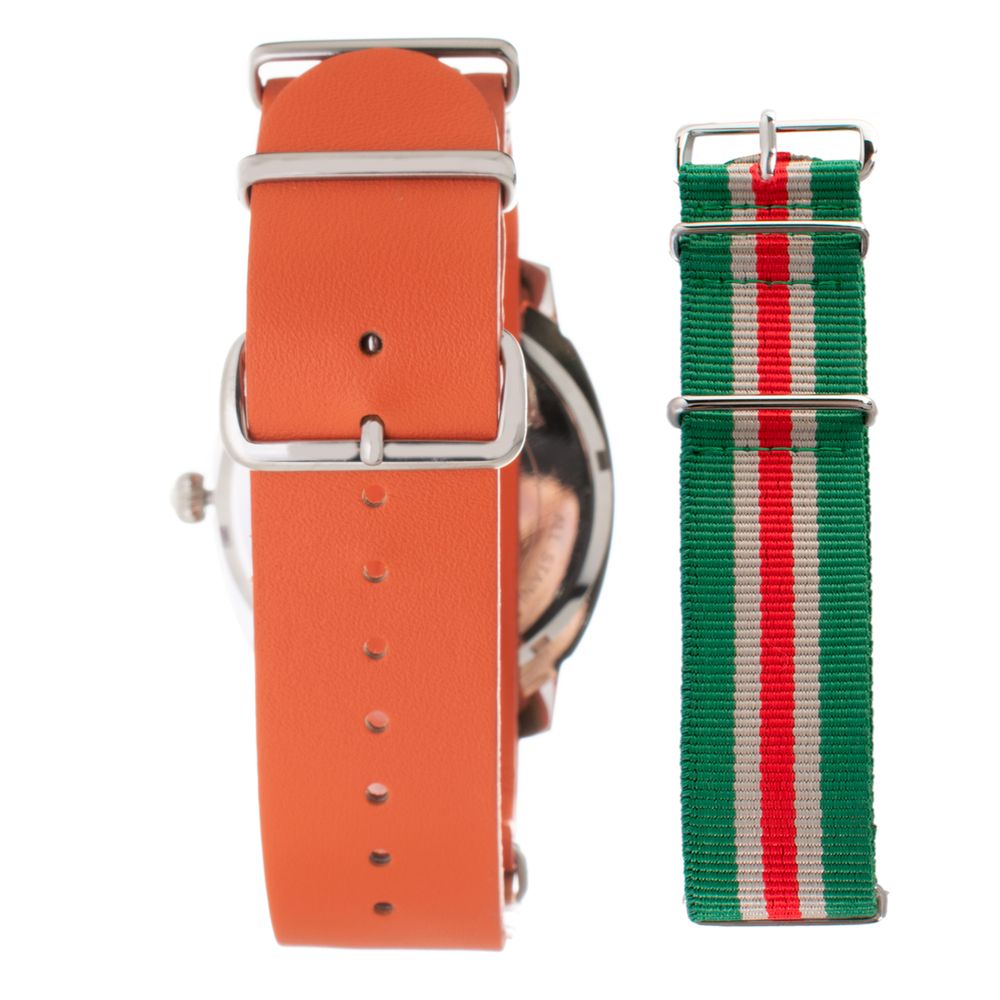 Oranžové kožené elegantní hodinky