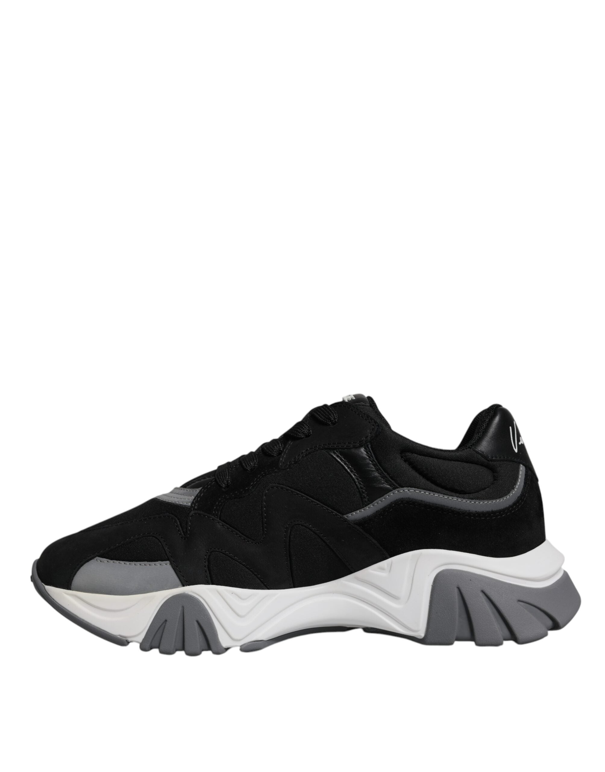 Černé kožené neoprenové robustní nízké tenisky Squalo Shoes