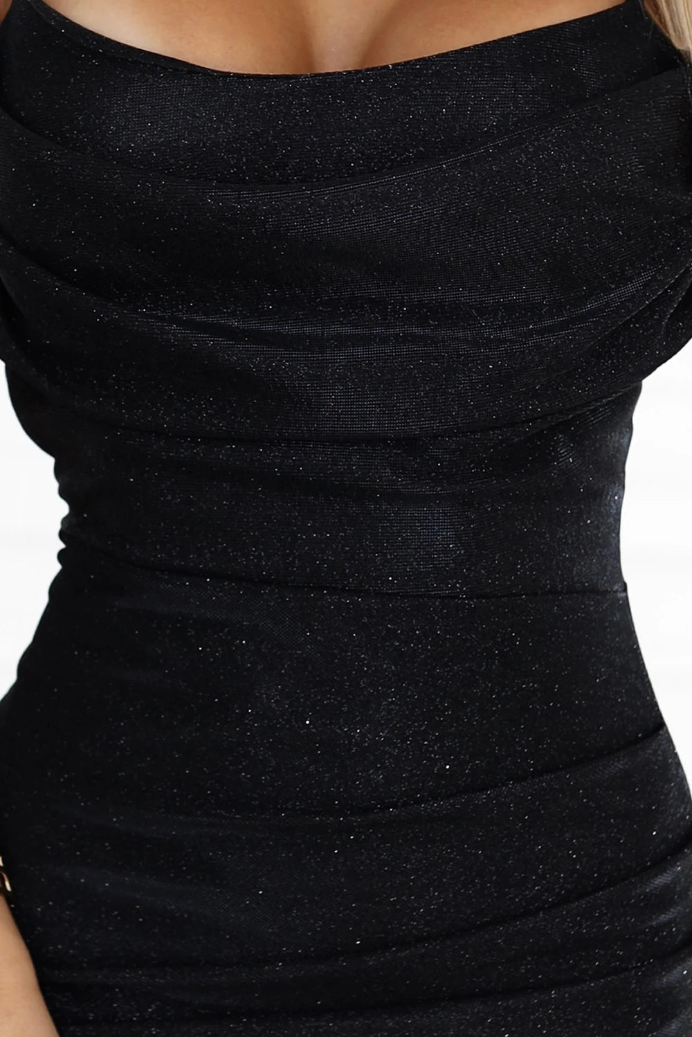 COSIMA Shiny and elegant draped dress – Black
