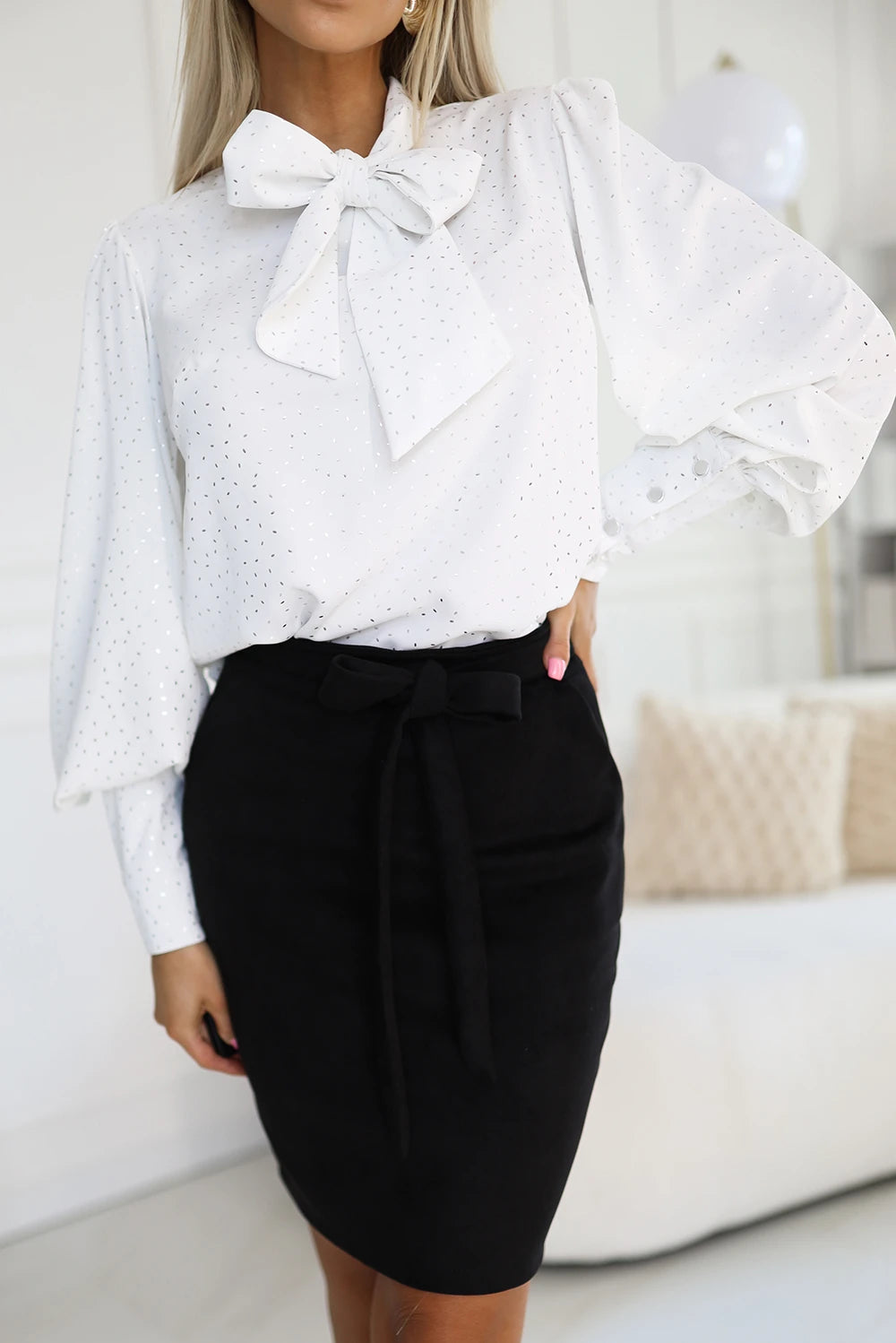 Suede Skirt with Tie – Black