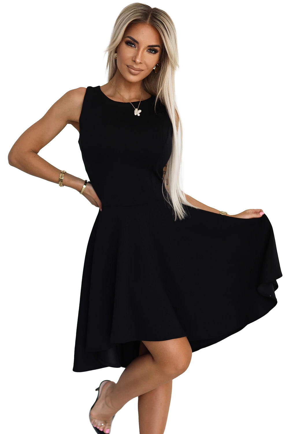 Unique dress with longer back – Black