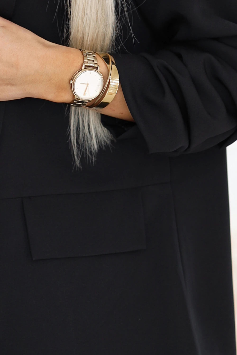 Women's classic jacket with draped sleeves – Black