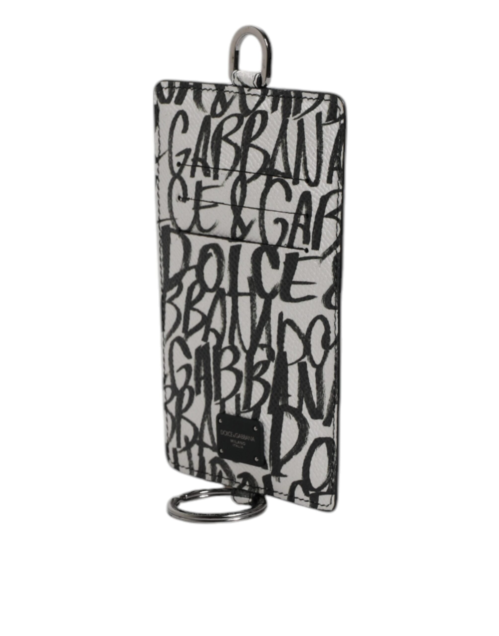 Bílá kožená peněženka s logem na šňůrku a pouzdrem na karty