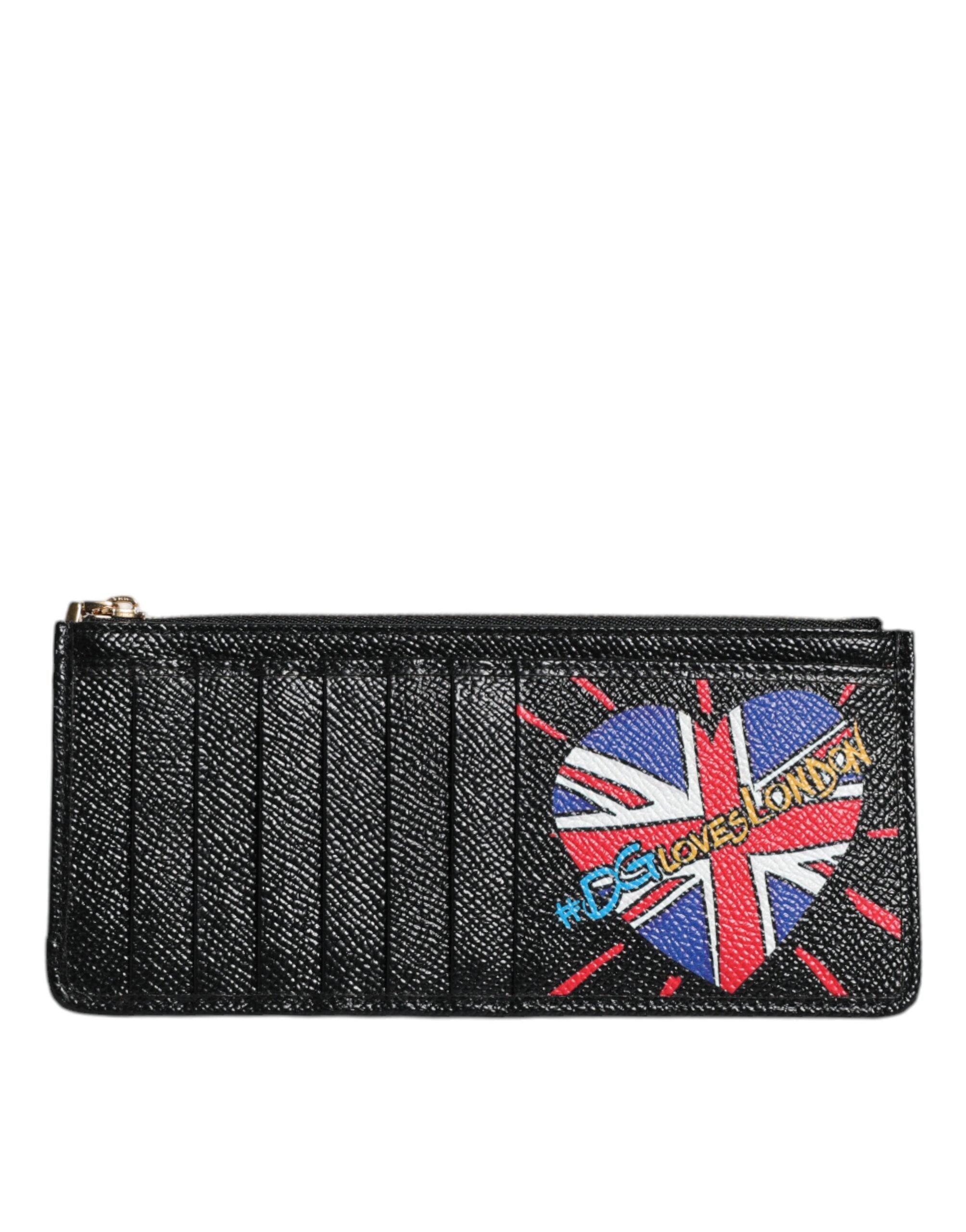 Černá kožená peněženka s pouzdrem na karty #DGLovesLondon